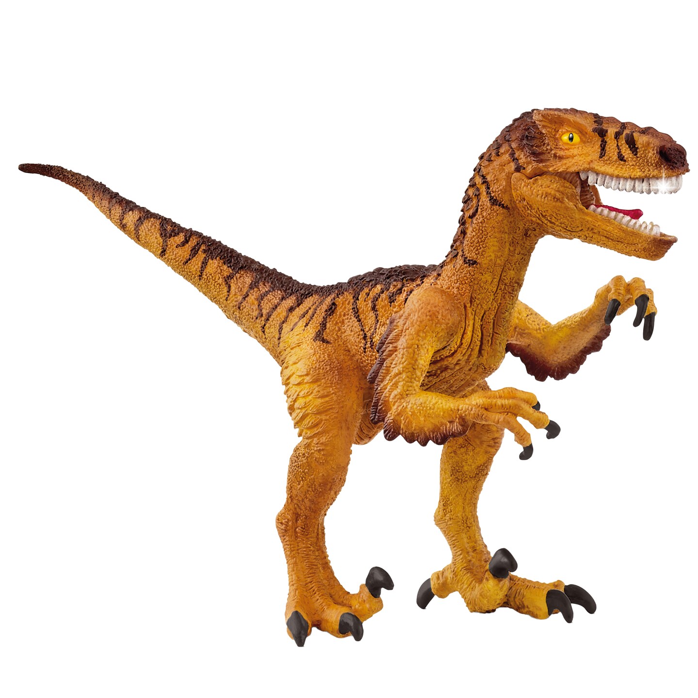Schleich Dinosaurs: Velociraptor - 7" Yellowy Orange Dino Figurine, Detailed Durable Toy, Realistic Collectible, Prehistoric, Movable Jaw, Kids 4+