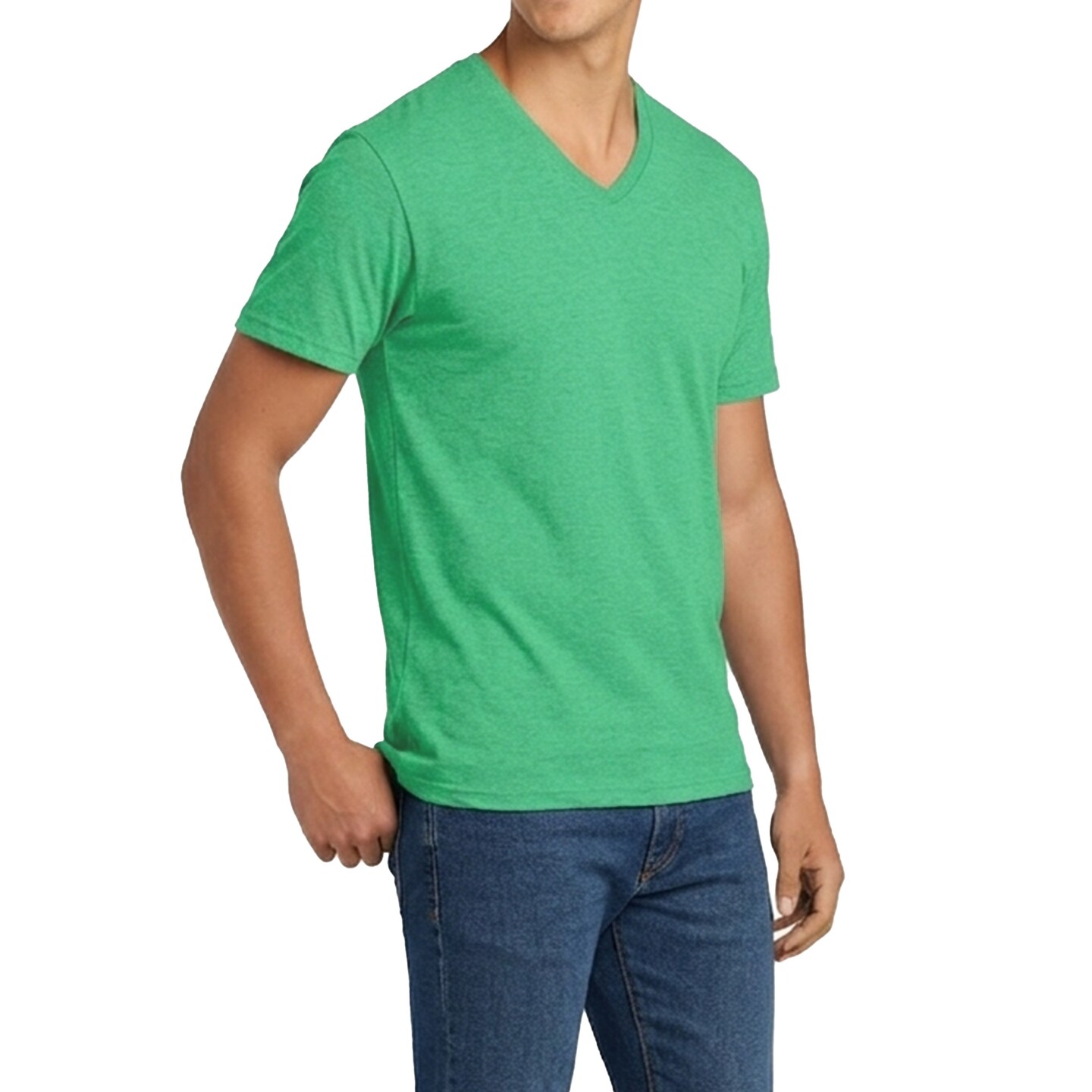 Gildan Men's Softstyle V-Neck T-Shirt, Blank Tee for DIY Craft & Custom Print, Heather Irish Green