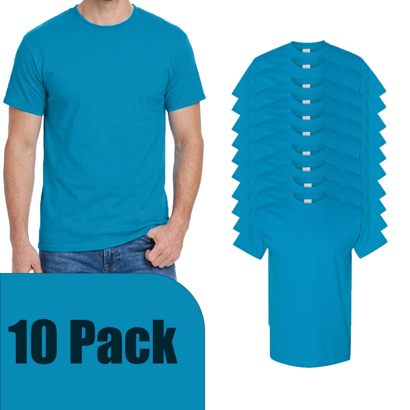 Gildan Sapphire Crewneck Heavy Cotton T-Shirt Bundle for Cricut, Unisex Short Sleeve Blanks for DIY Printing