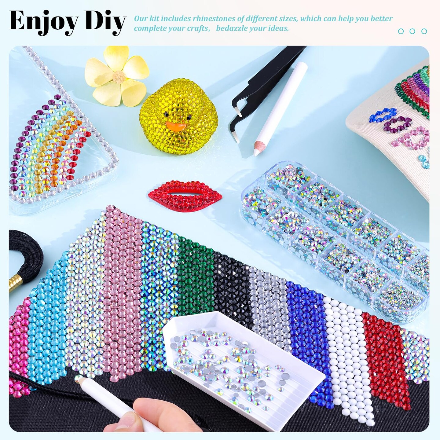 6,100pcs Clear AB Jelly Resin Rhinestones with 2×10ml B7000 Jewelry Glue – Flatback Non-Hotfix Gems for DIY Crafts, Nail Art, Clothing, Shoes, and Bedazzling Projects