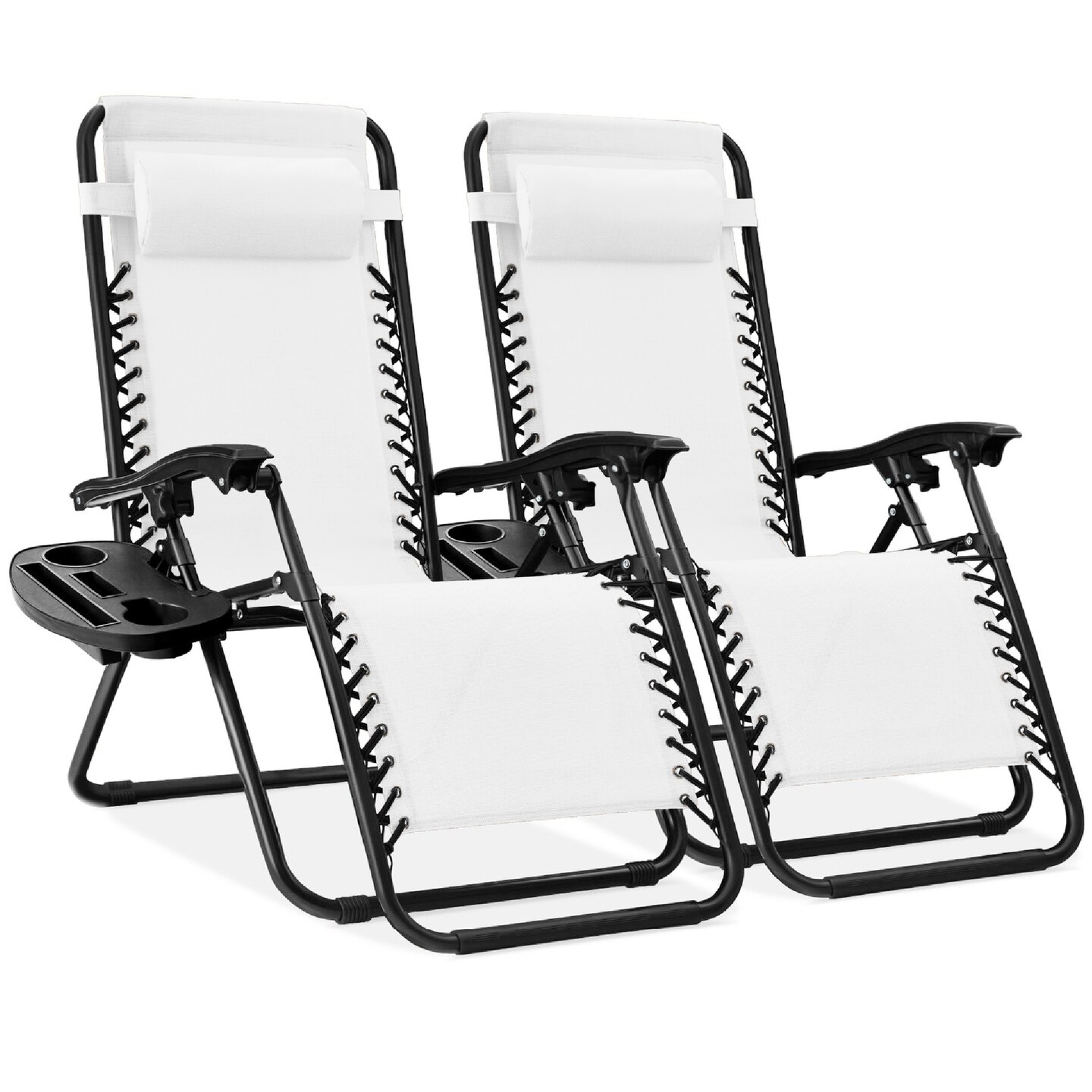 Best Choice Products Set of 2 Zero Gravity Lounge Chair Recliners for Patio, Pool w/ Cup Holder Tray