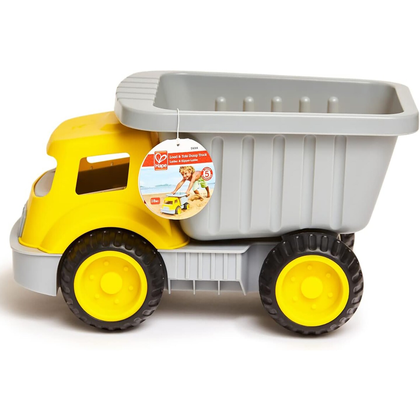 Hape: Load & Tote Dump Truck - Sand & Beach Toy, Indoor/Outdoor, Large Construction Vehicle, Fill & Transport, 14.4x8.3x8.9", Kids Toddlers Ages 18mo+