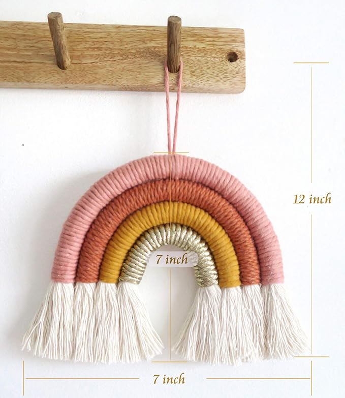 Rainbow Wall Hanging, Macrame Woven Rainbow Wall Decor, Baby Room Decor, Nursery Gift (Sunrise, 7x7x0.78in)