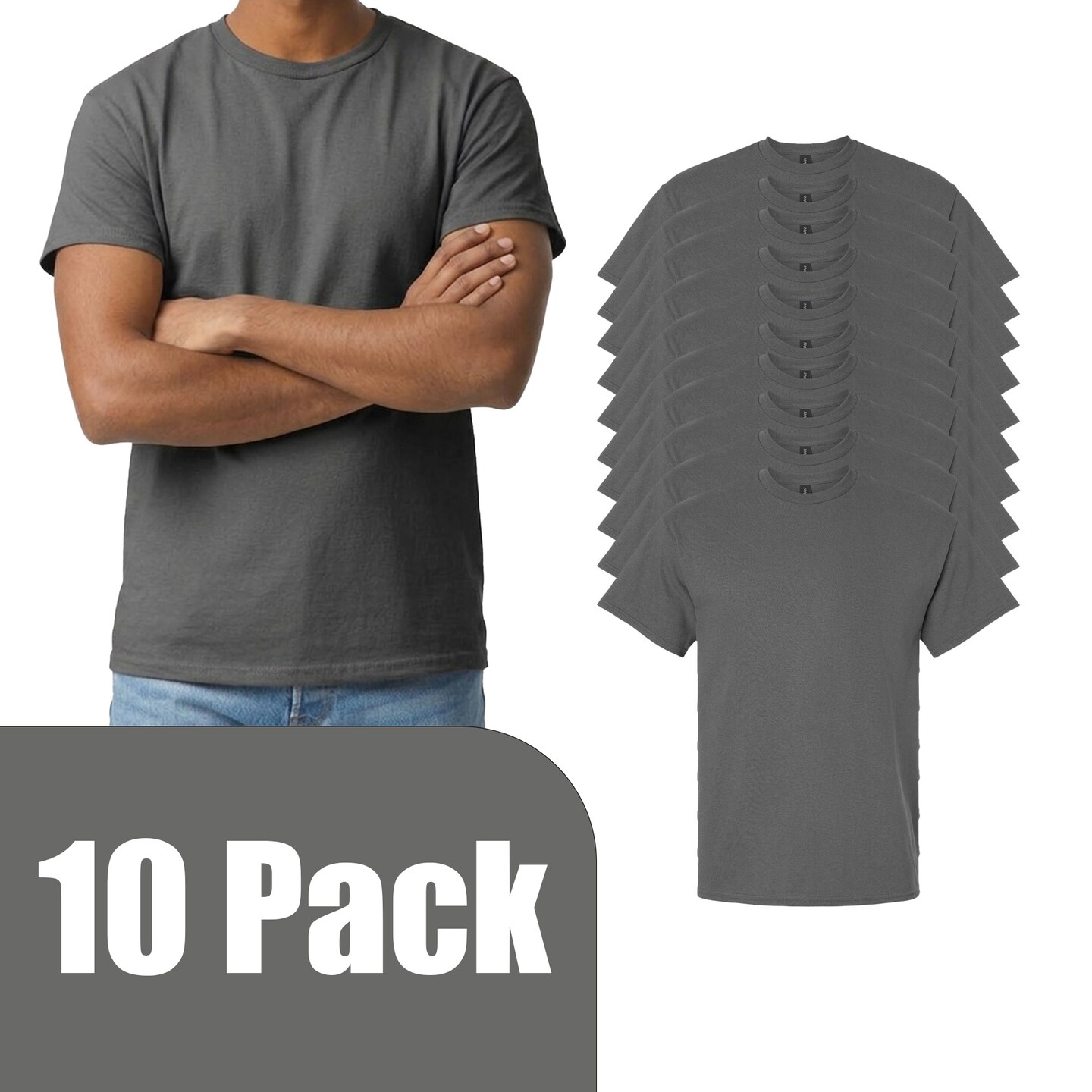 Gildan Unisex Ultra Cotton Short Sleeve T-Shirt, Charcoal Crewneck Tee Blanks for Crafting
