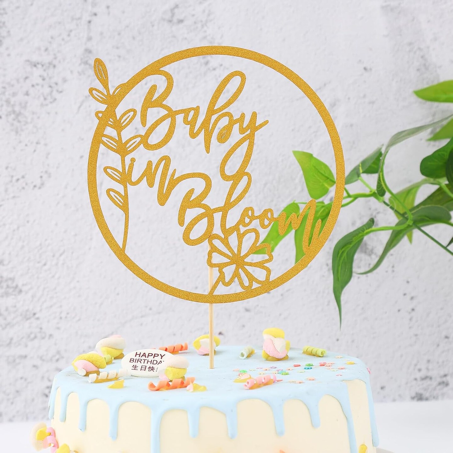 Baby in Bloom Cake Topper - Flower Theme Baby Shower Cake Topper, Floral Baby Shower Gender Reveal Patry Cake Decorations