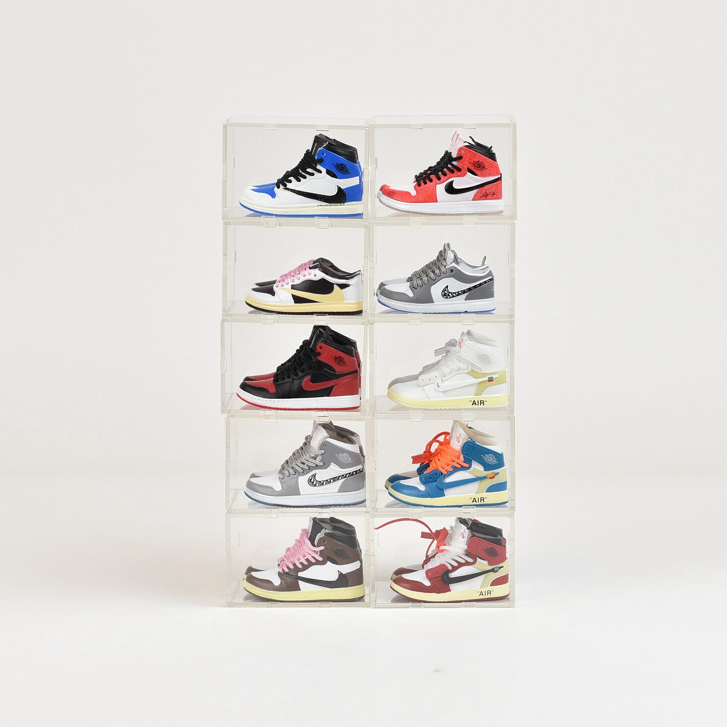 Handcrafted Painted 3D Mini Sneakers with Display Case | AJ1 Collection | Enterbay Labubu Mini Sneakers