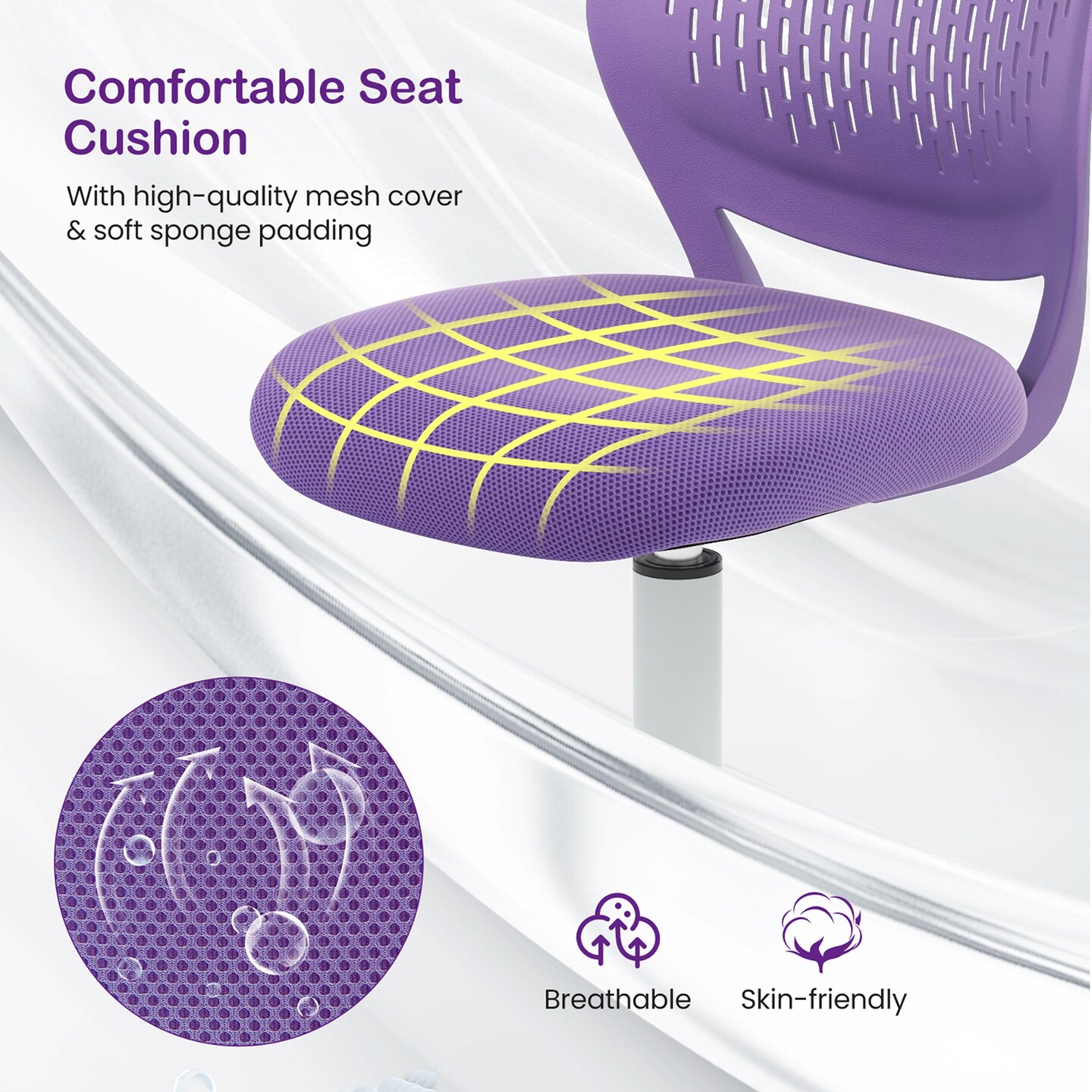 Costway Kids Desk Chair Ergonomic Swivel Children Mesh Study Height Adjustable Rose/Blue/Turquoise/Purple/Gray/Light Green