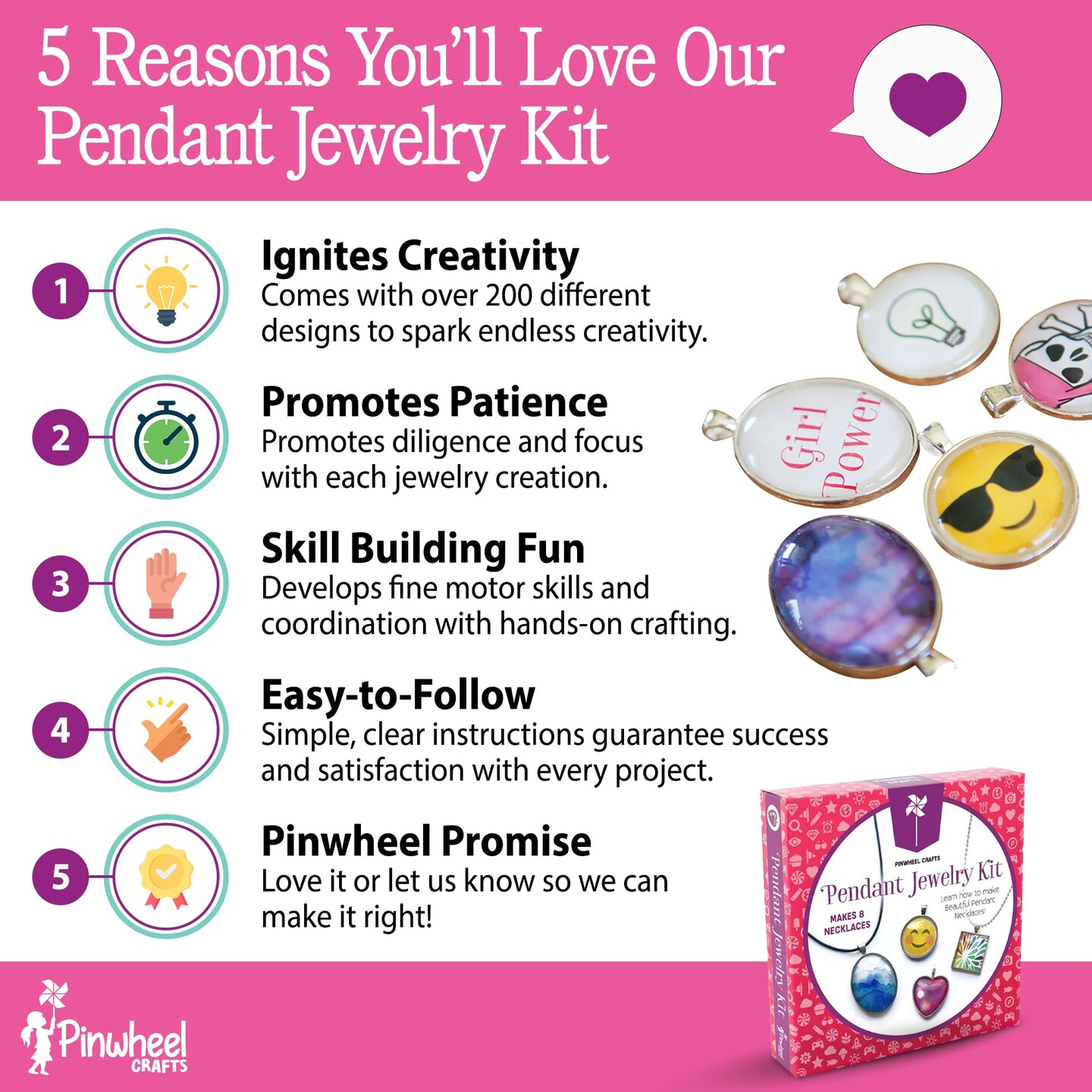 Crafts Pendant Jewelry Making Kit for Girls 8-12+ Years, Necklace and Bracelet Making Kit for Kids – Single Craft to Create Multiple Necklace & Bracelet for Teens with 200 Designs