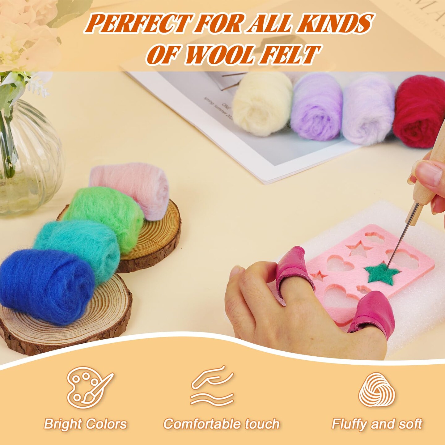 Needle Felting Kit,Wool Roving 20 Colors Set,Tools for Felted Animal Needle Felting Supplies,Needle Wool Felting Tools Kit