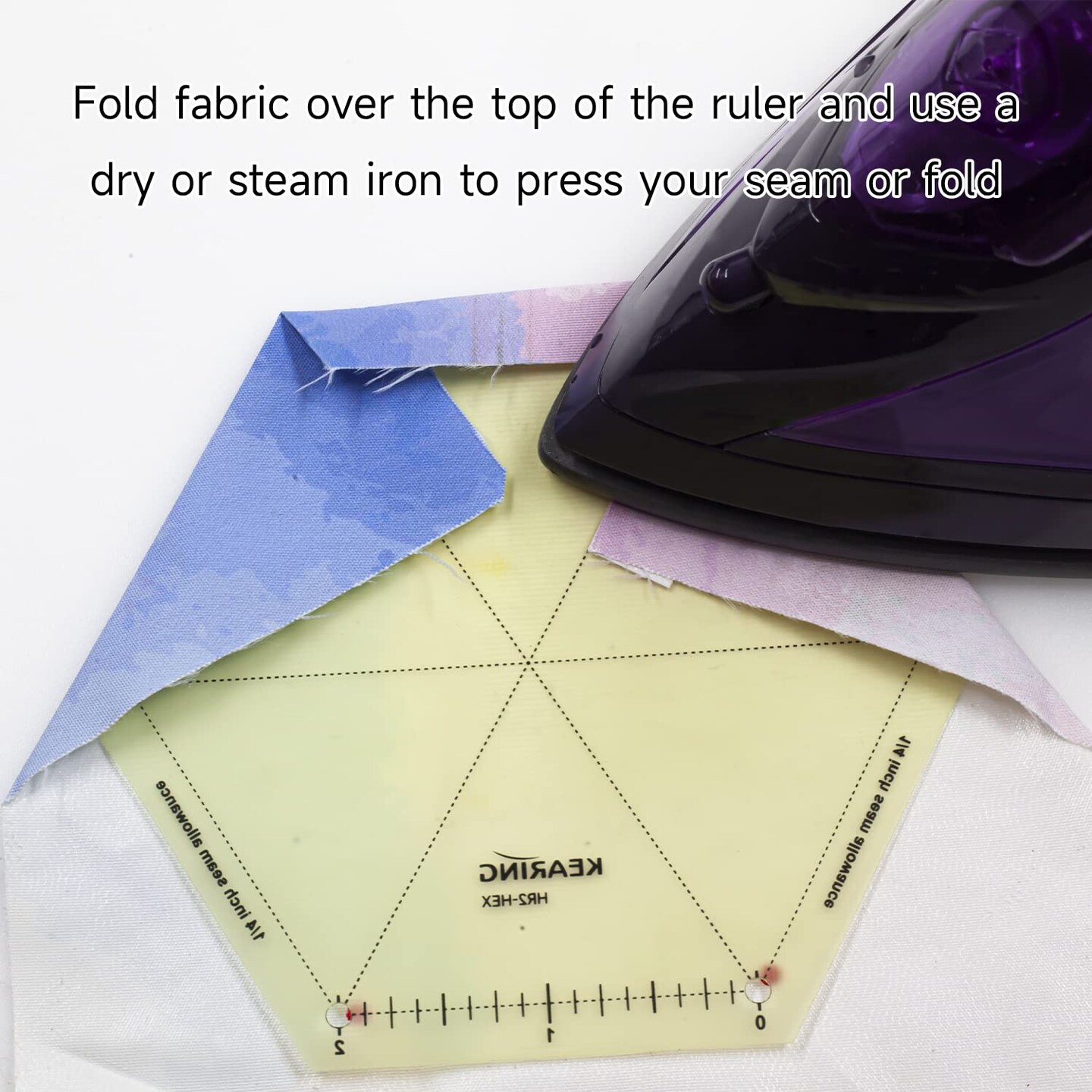 Kearing® 5 Piece Hot Hem Ruler Template Set for Sewing, Patented Heat Resistant Non-Slip Hot Ironing Ruler 1/4″ Seam Allowance and Marking Points, 2 Inches