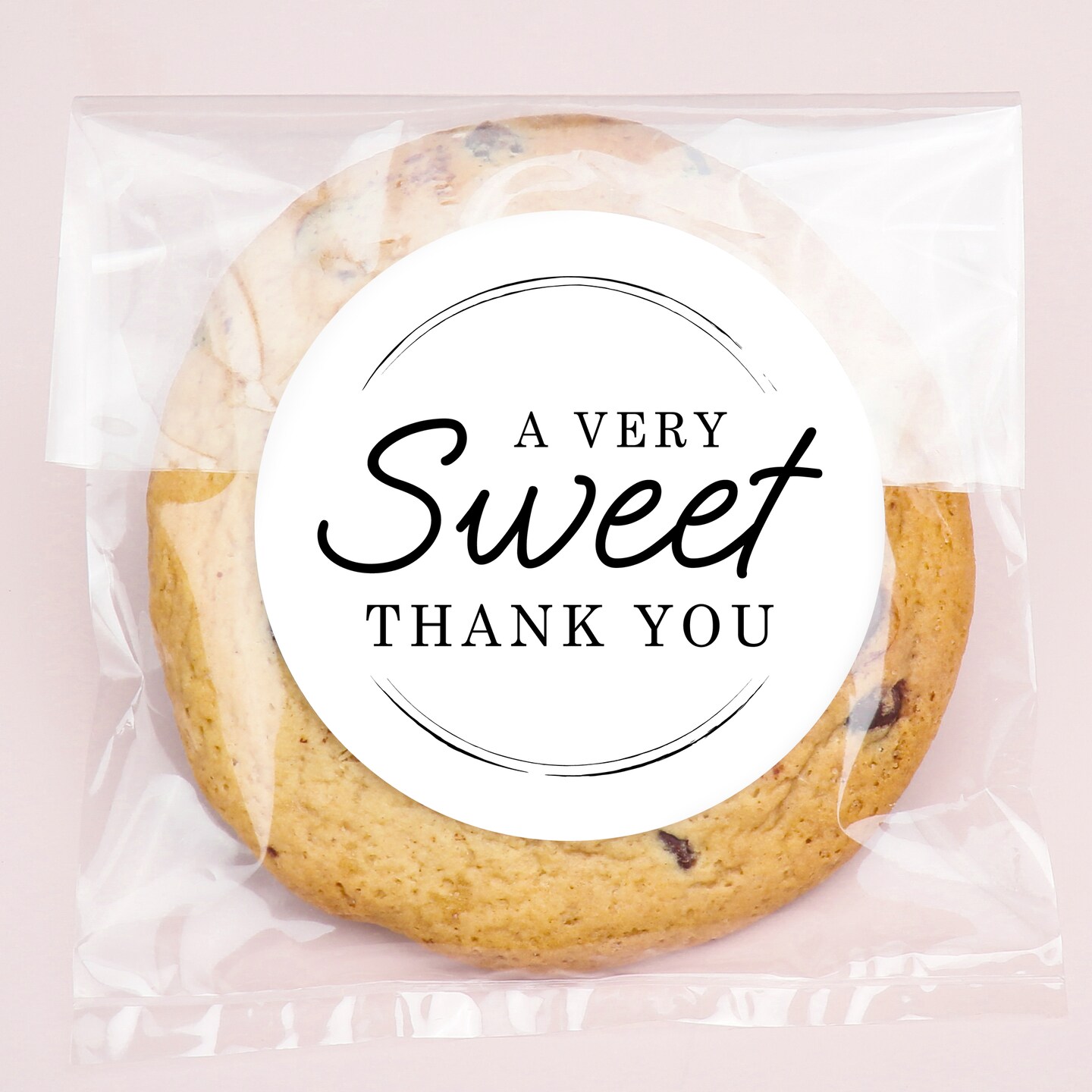 Big Dot of Happiness Simple Script Thank You Stickers and Clear Cookie Bags, Cellophane Treat Bags 4.25x7 IN for Candy or Baked Goods - 25 Count