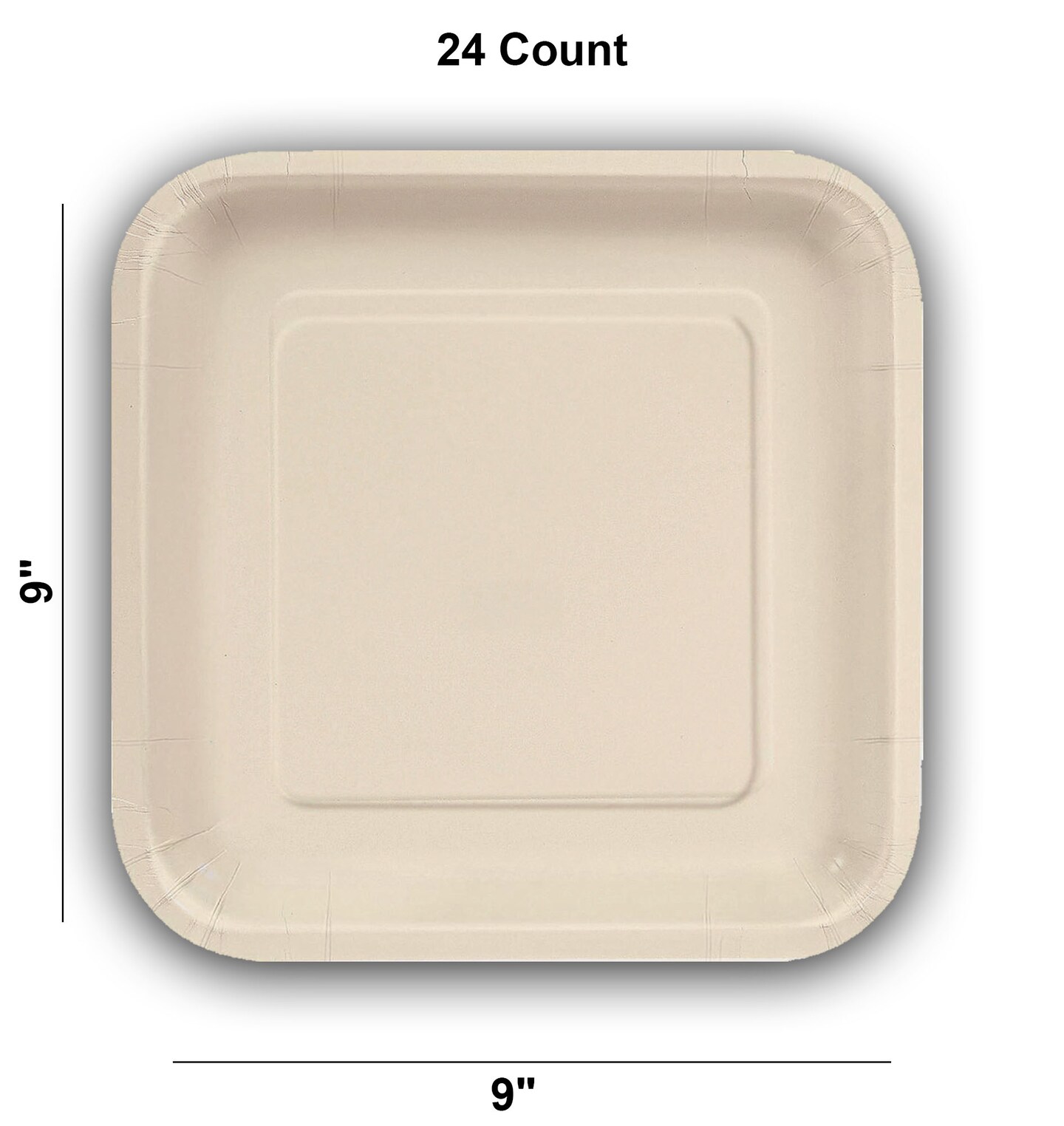24 Count Ivory Square Paper Dinner Plates 9&#x22; Disposable Elegant Party Tableware