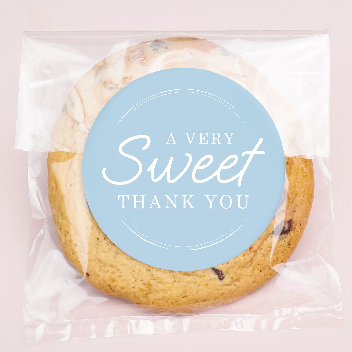 Big Dot of Happiness Dusty Blue Simple Script Thank You Stickers and Clear Cookie Bags, Cellophane Treat Bags 4.25x7 Inches - 25 Count