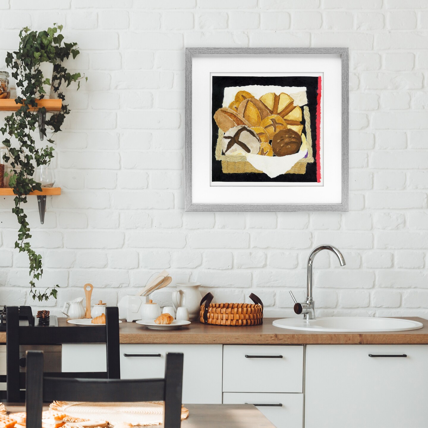 Stupell Industries Bread Box and Stripe Framed Print Under Glass, design by Nancy Overton