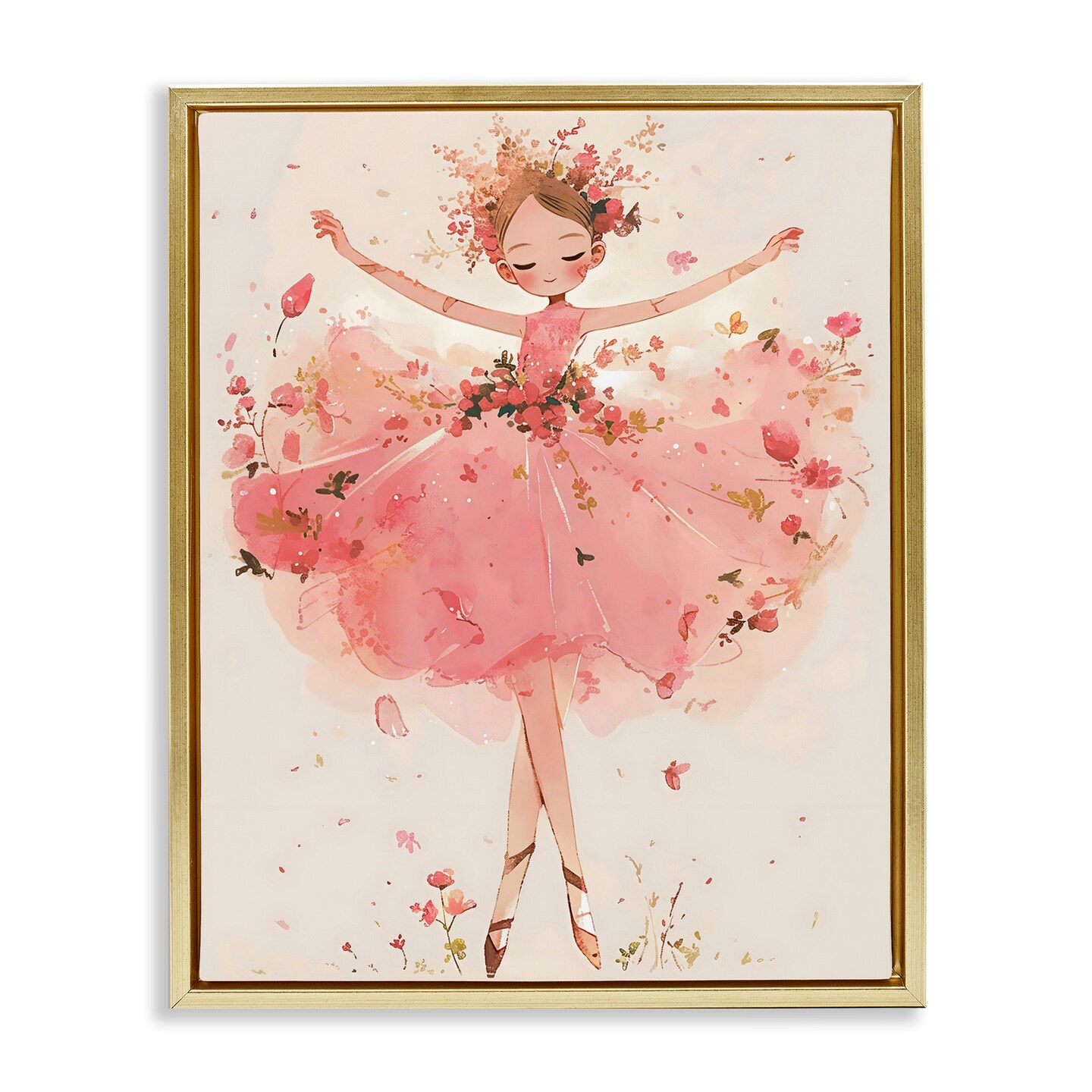 Stupell Industries Pink Floral Dress Ballerina Floating Frame, design by Creative Studio