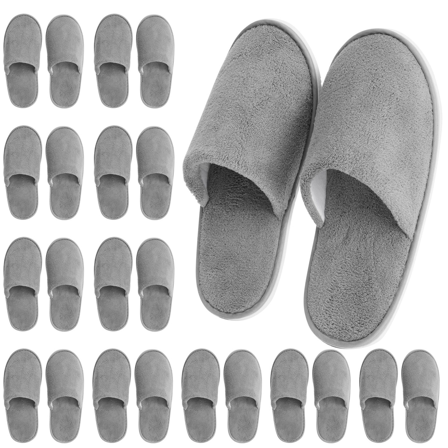 12 Pairs Disposable Slippers for Guests, Bulk Pack for Hotel, Spa, Shoeless Home, Gray (US Men Size 11, Women 12)