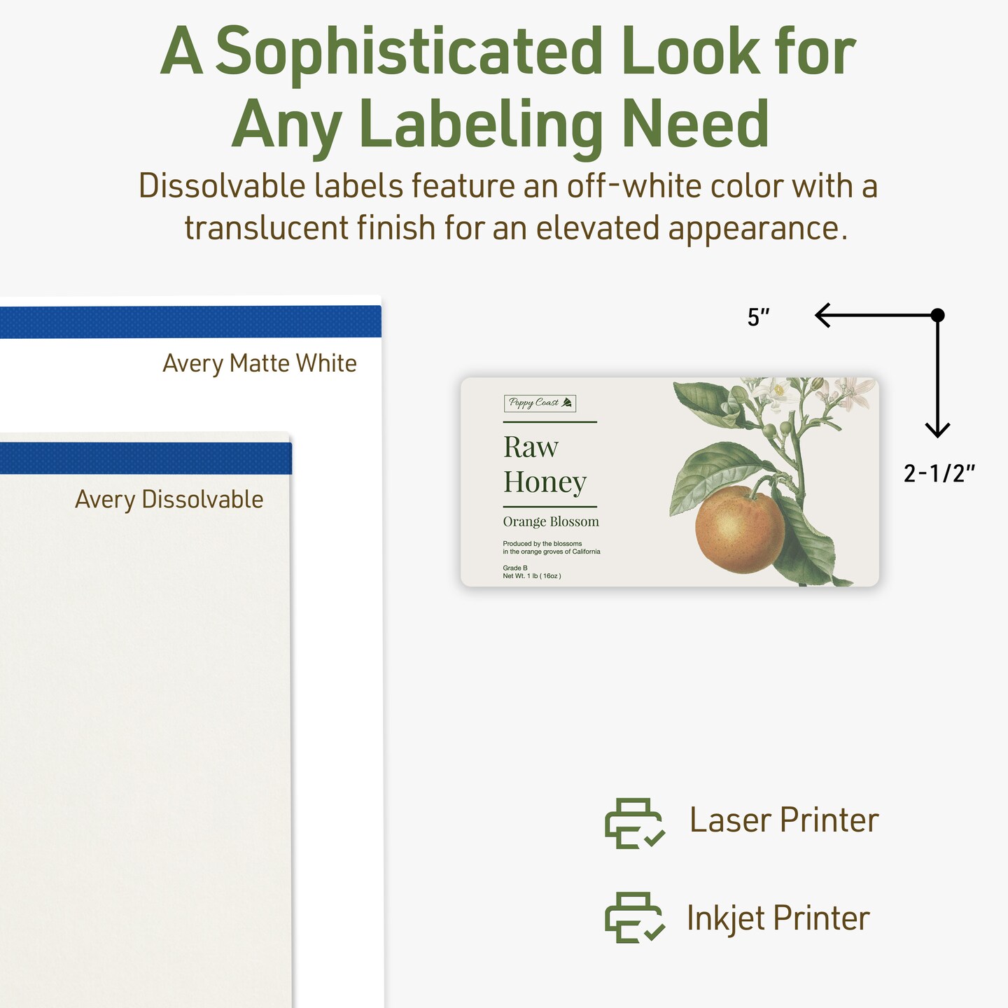 Avery Dissolvable Labels, 2.5&#x22; x 5&#x22; Rectangle