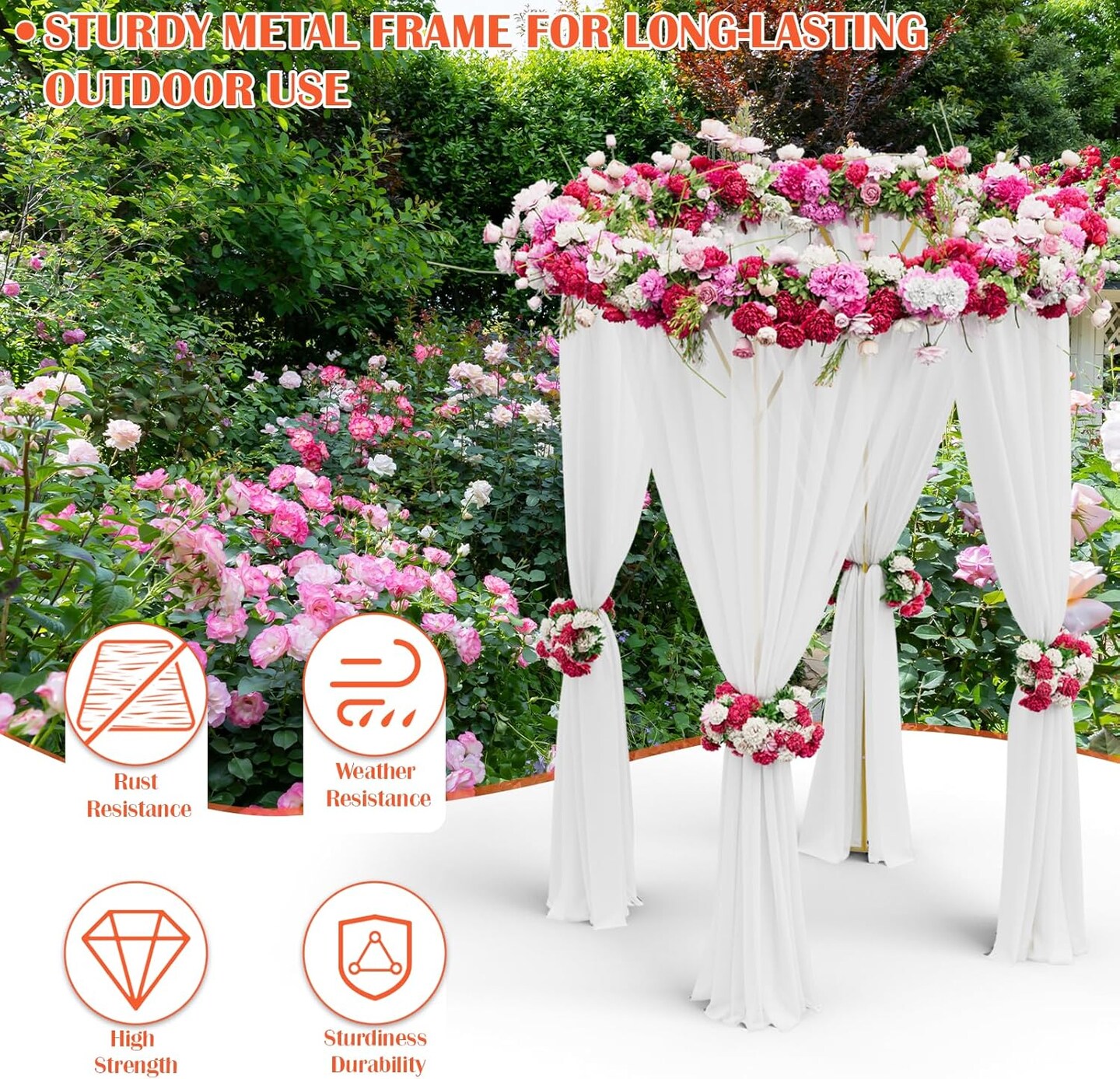 7.5FT Round Gold Wedding Arch Backdrop Stand - Balloon Arch, Garden Trellis, Event Decor for Ceremonies, Parties, Baby Showers, and Outdoor Use