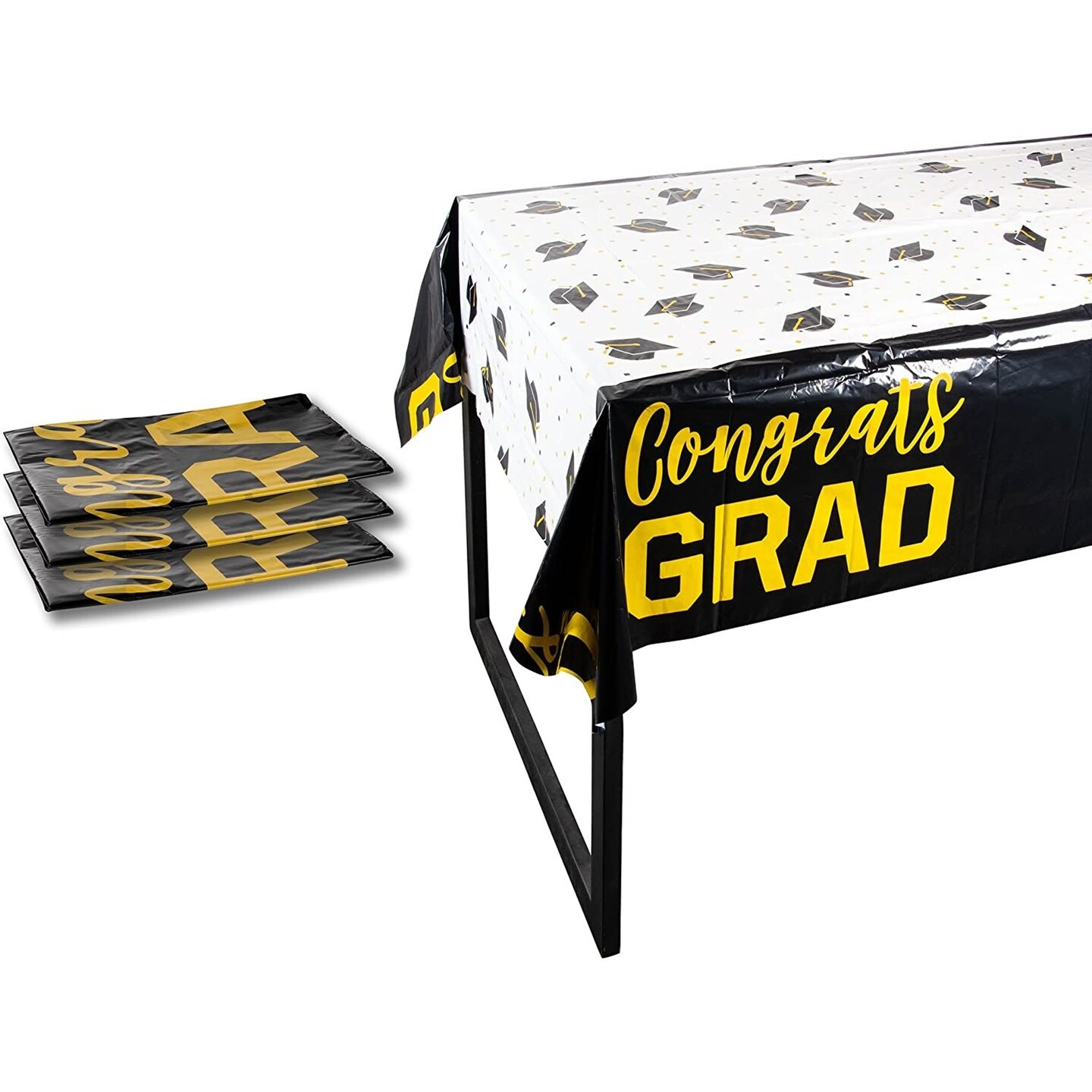 3 Pack Congrats Grad Graduation Party Tablecloth Table Cover, Class of 2025 Party Supplies Favors Decorations for Men Women, 54 x 108&#x22;