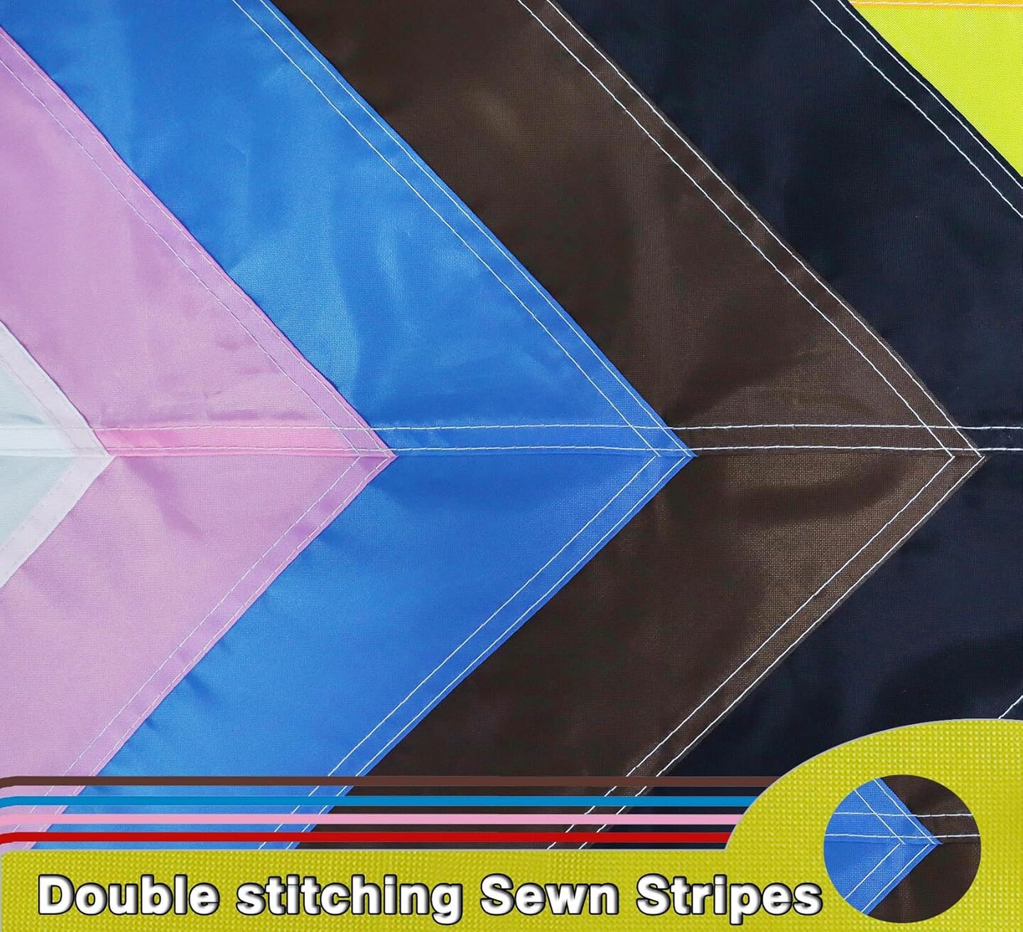 Premium New Progress Pride Flag 3x5 Ft Outdoor, Longest Lasting Heavy Duty Nylon 220D Sewn Stripes | All Inlcusive Progressive Flags House Decoration Banner