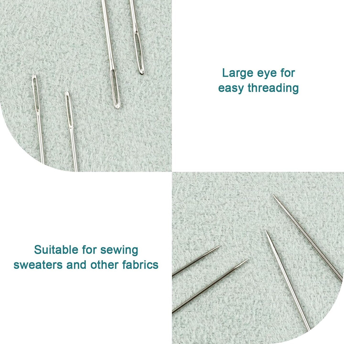 80 PCS Large Eye Sewing Needles, Two 7 Sizes Sewing Sharp Needles, Leather Needle Embroidery Thread Needle, Stainless Steel Yarn Knitting Needles with Threaders for Handsewing Art Crafts CJ