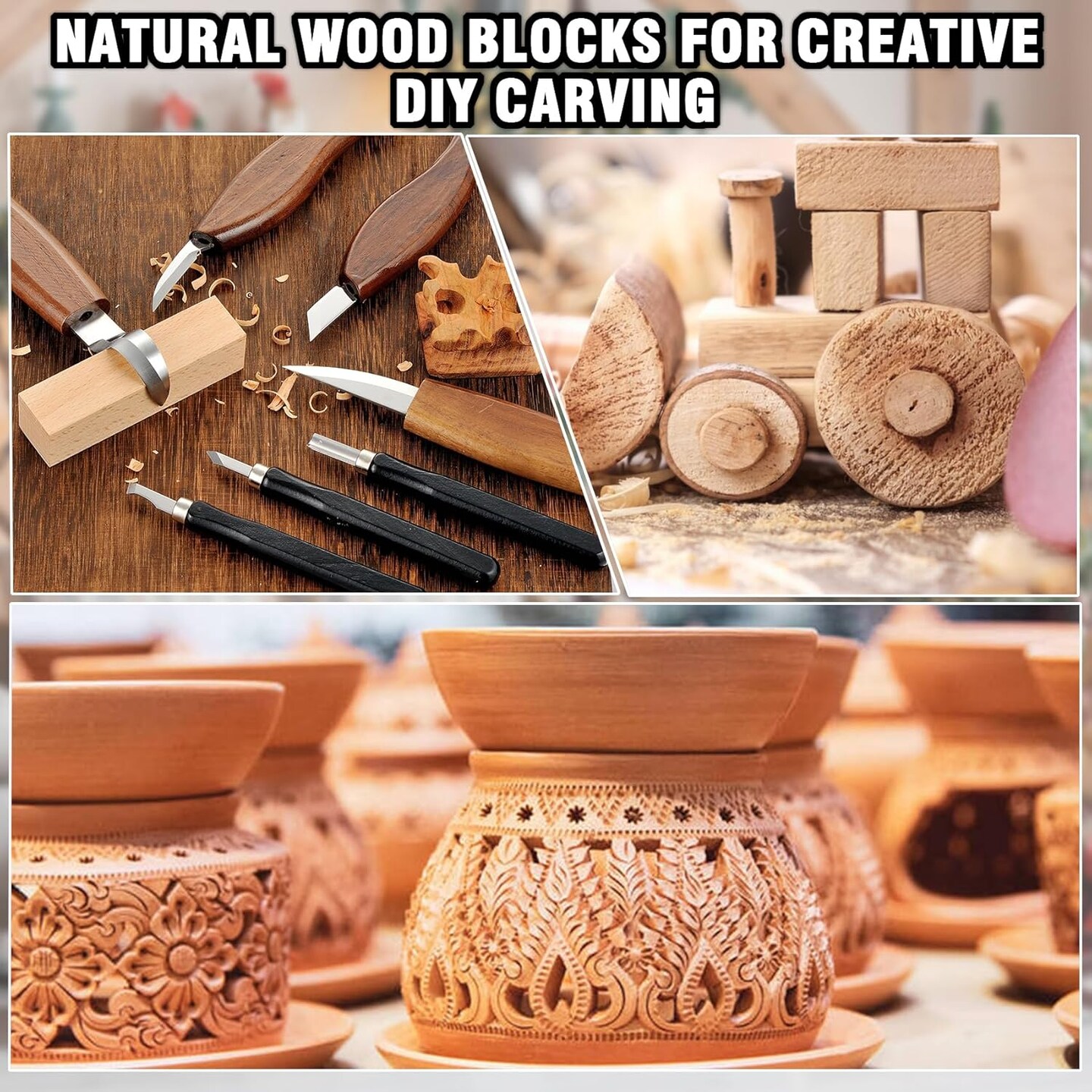 Wood Carving Kit,19Pcs Wood Carving Tools for Beginners & Adults,Complete Whittling Tools Set with Knives, Chisels and Guidebook,Perfect for DIY Crafts, Hobbies, and Woodworking Projects