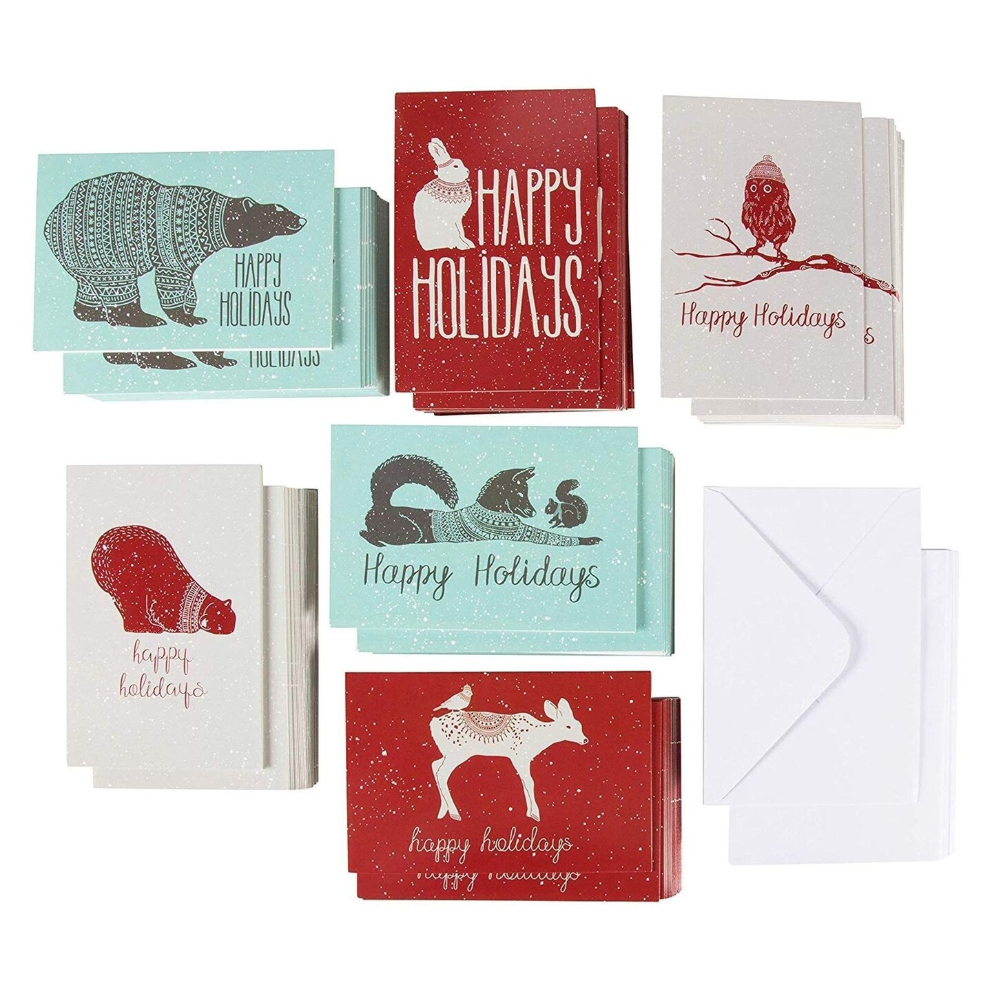 Sustainable Greetings Blank Note Cards with Envelopes - Assorted Animal Designs for Sending Holiday Wishes - 4 x 6 in, Pack of 144