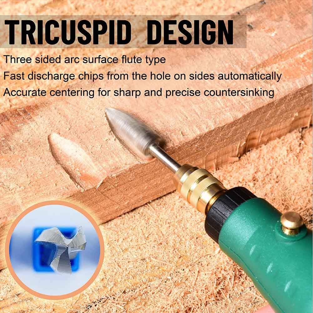 Wood Carving Tools, 5 PCS HSS Engraving Drill Bit Set Wood Crafts Grinding Woodworking Tool 1/8&#x201D; Shank Universal Fitment for Rotary Tools