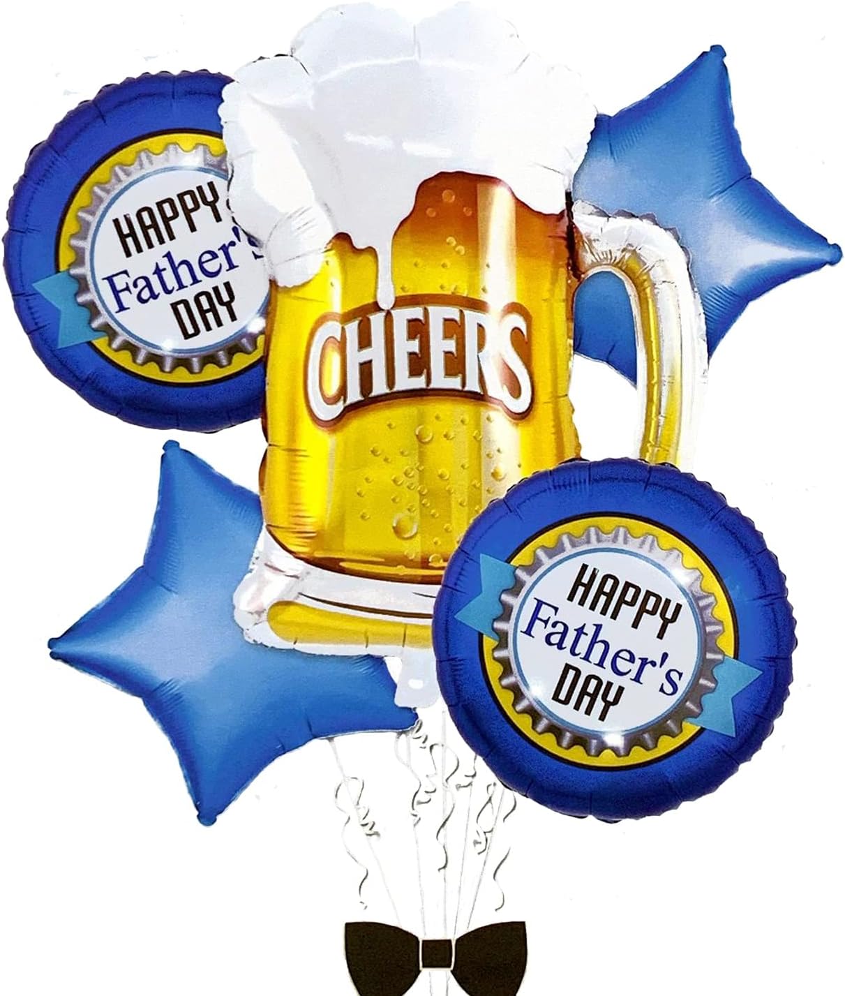 5 Pcs Happy Fathers Day Balloons Fathers Day Beer Balloon Fathers Day Foil Balloon Fathers Day Party Decorations Best Dad Ever Decorations Dad Birthday Party World&#x27;s Best Dad Party Decoration (Yellow)