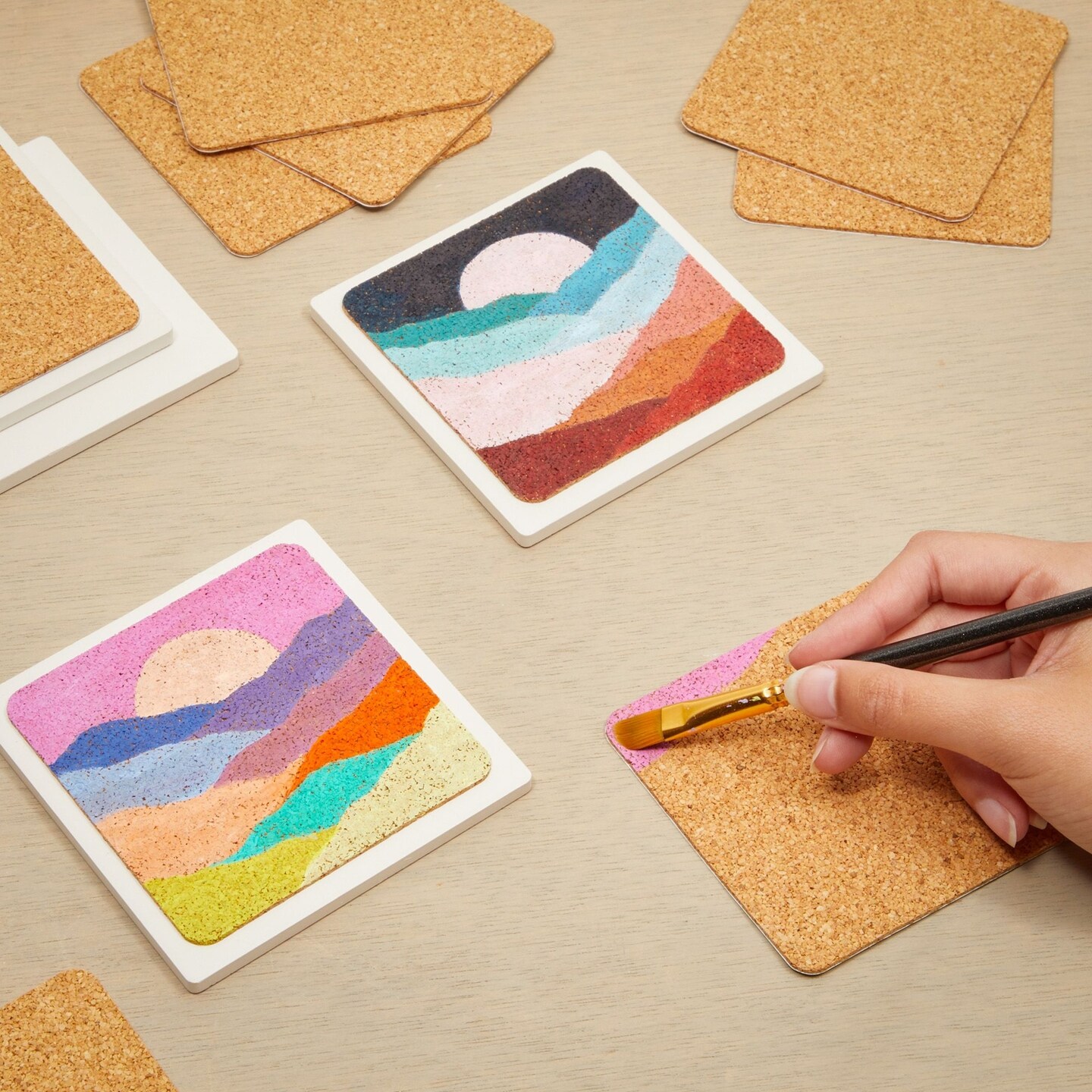 Juvale 50 Pack Square Self Adhesive Cork Board Backings for DIY Crafts, Projects, Customizable Blank Tiles, Cork Squares for Coasters, Decor (1.5 mm Thick, 3.7 in Length)