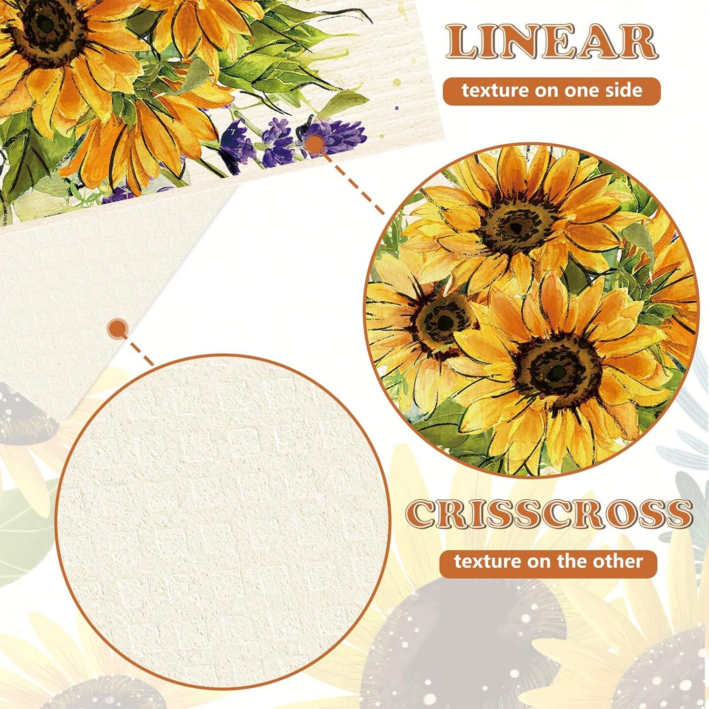 4Pcs Watercolor Sunflower Swedish Kitchen Dishcloth Summer Floral Cotton Kitchen Towel Reusable Absorbent Dish Towel for Home Kitchen Housewarming Cleaning, 7 x 8 Inch