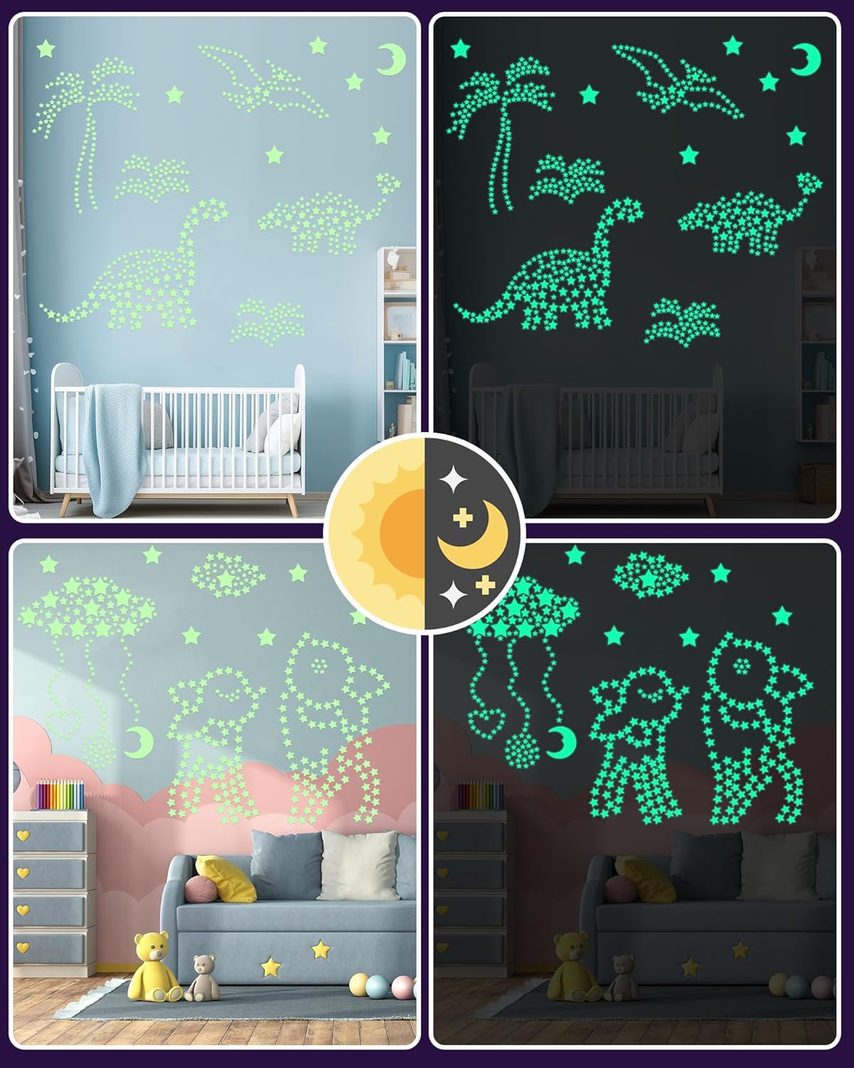 Greingways 201 Pcs Glow in The Dark Stars Stickers for Ceiling Bedroom, Stocking Stuffers for Kids Ages 2-4, 3-5, 4-8, 8-12, Kids Wall Room Decor Toddler Easter Basket Stuffers for Boys Girls