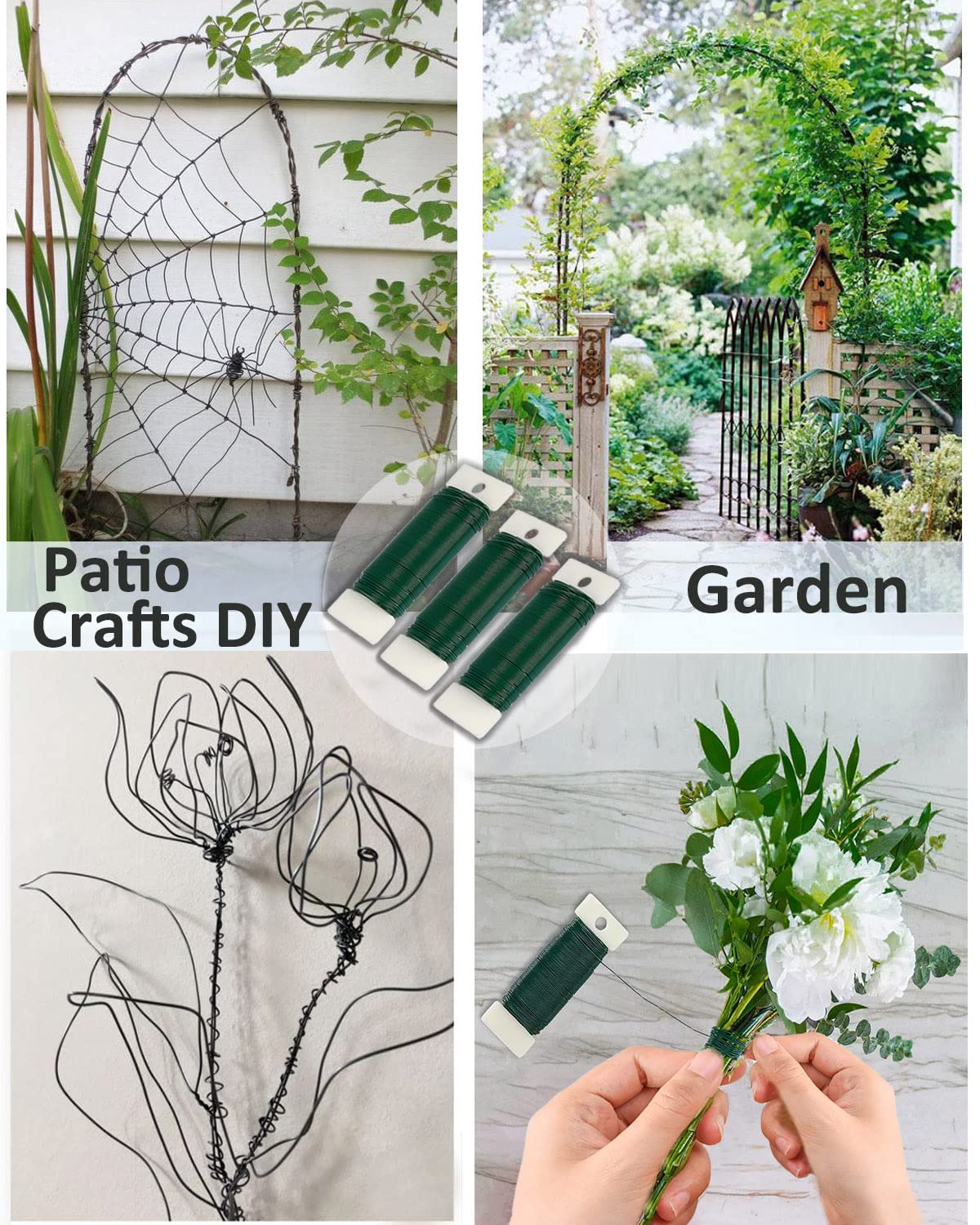 3-Pack 22-Gauge Green Floral Wire, 117 Yards for Wreaths & Crafts