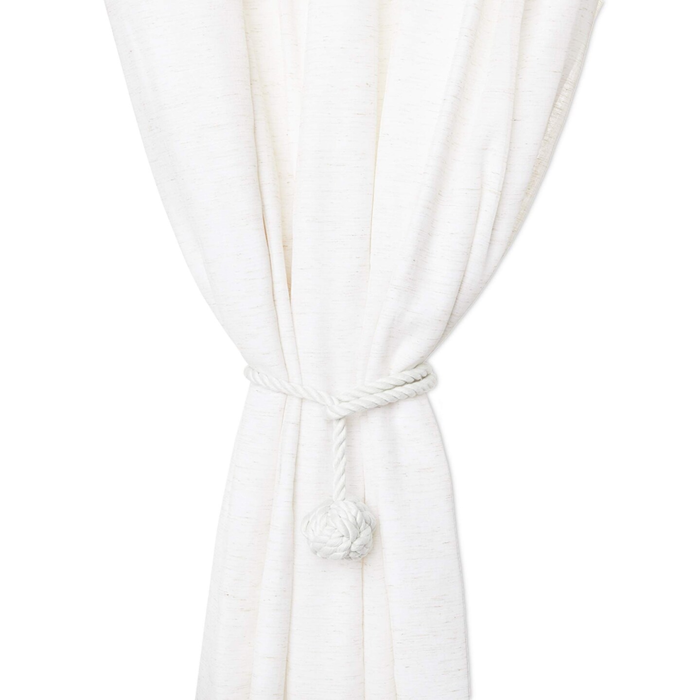 2-Pack White Cotton Window Curtain Tiebacks Tie Back, 20&#x22; Holdbacks Rope for Drapes