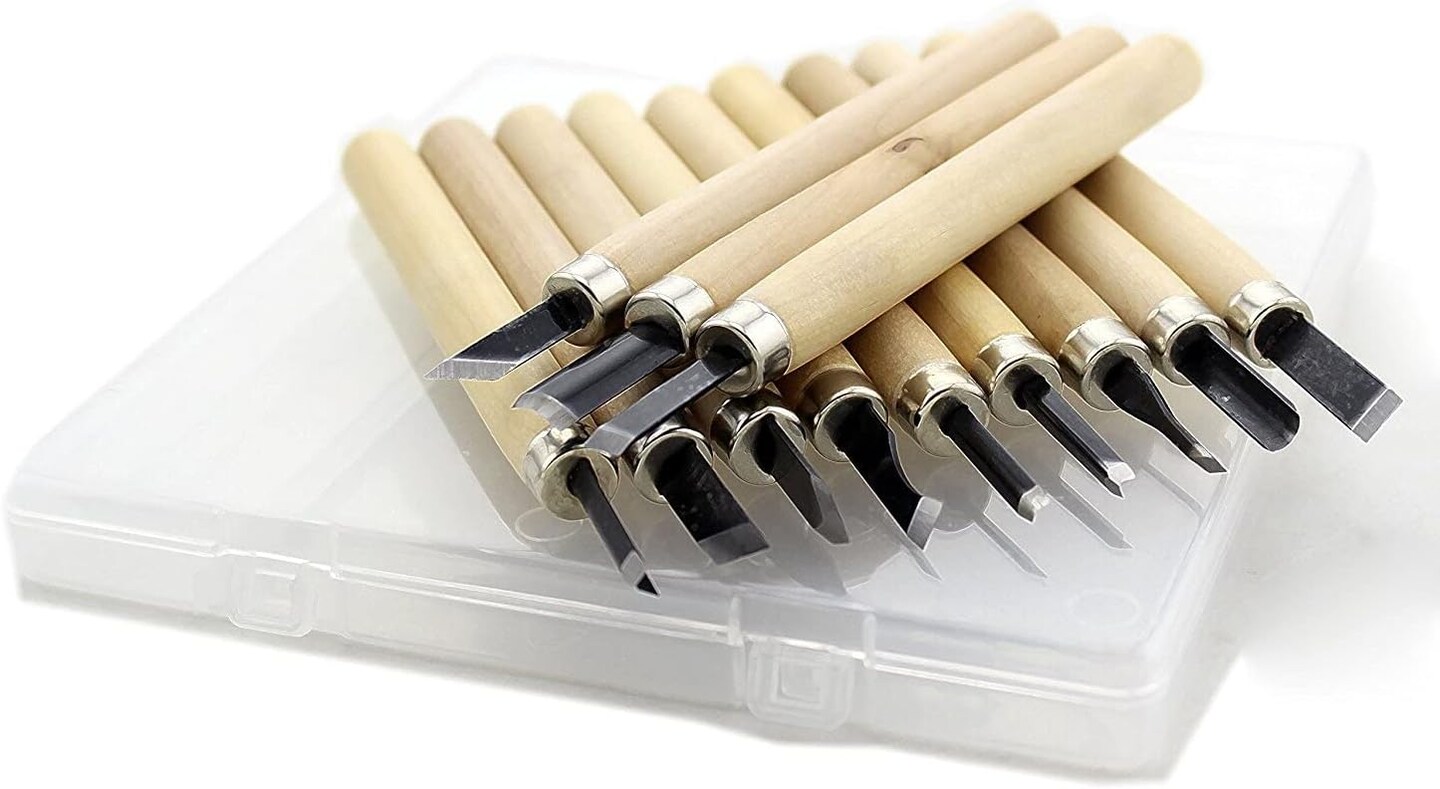 Wood Carving Knife Set, 12 Pcs Carving Tools for DIY Sculpture Beginners