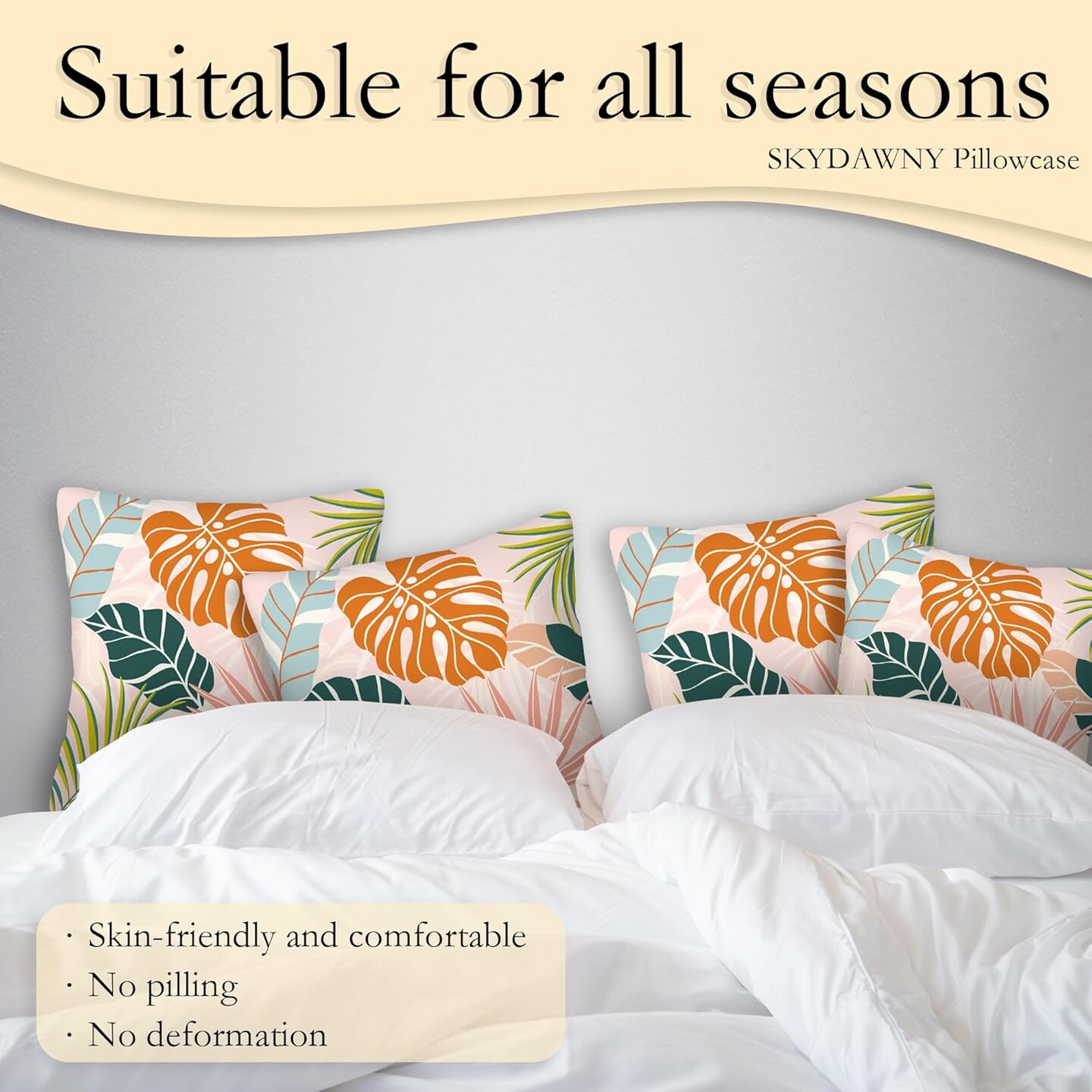 Tropical Palm Leaf Throw Pillow Cover 18x18 in,Summer Palm Decorative Pillow Cases Set of 2 for Home Living Room Bed Sofa Bedroom Decor Cases Square Outdoor