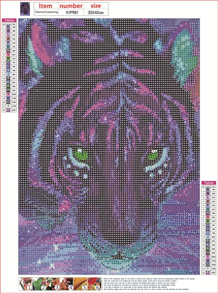 5D DIY Diamond Art Painting Kits,Round Full Drill Tiger Diamond Art Kits for Adults Beginner, Perfect for Home Wall Decor and Gift