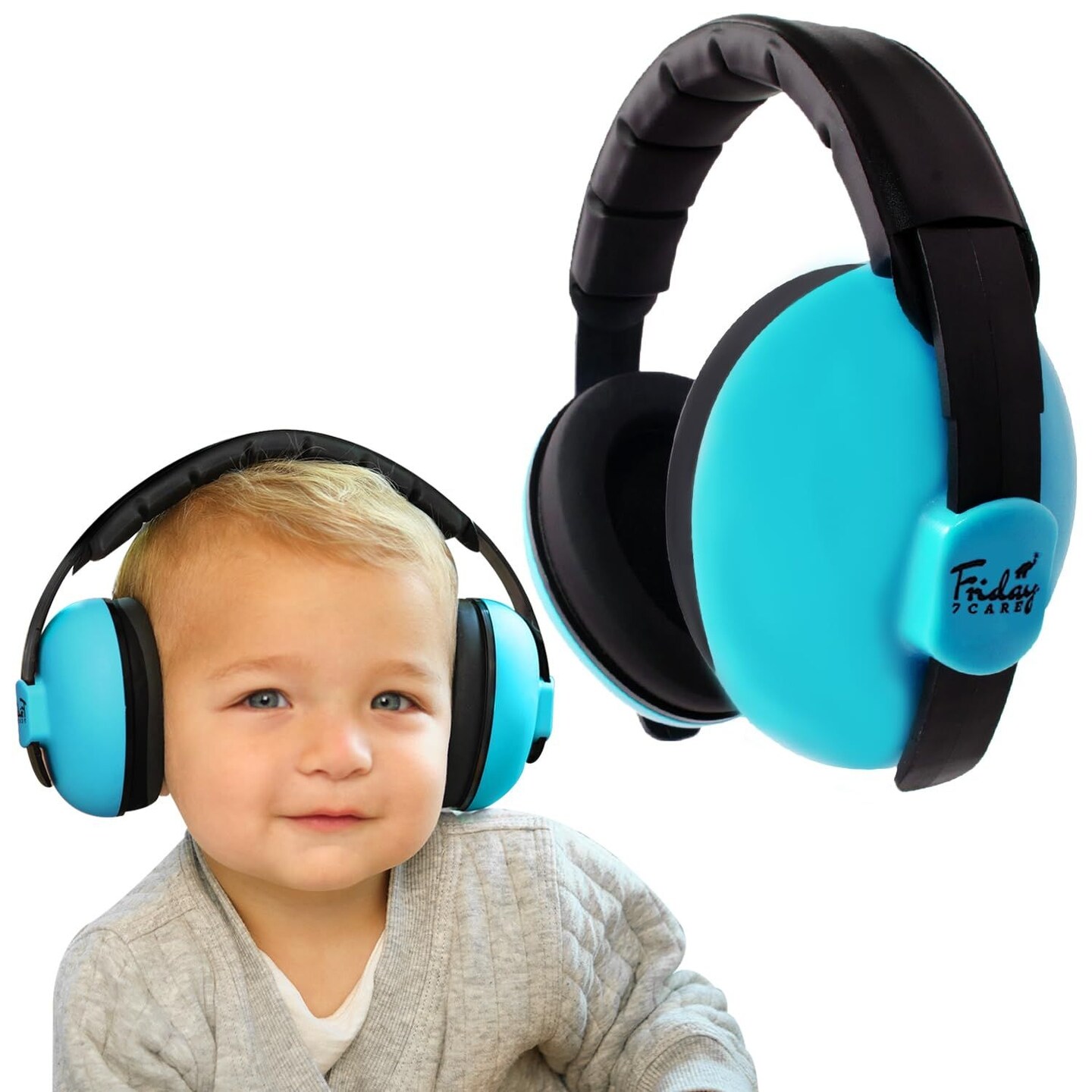 Friday 7Care Baby Headphones - Baby Ear Protection, Noise Cancelling Headphones with Adjustable Headband for Ages 0-24 Months, Blue