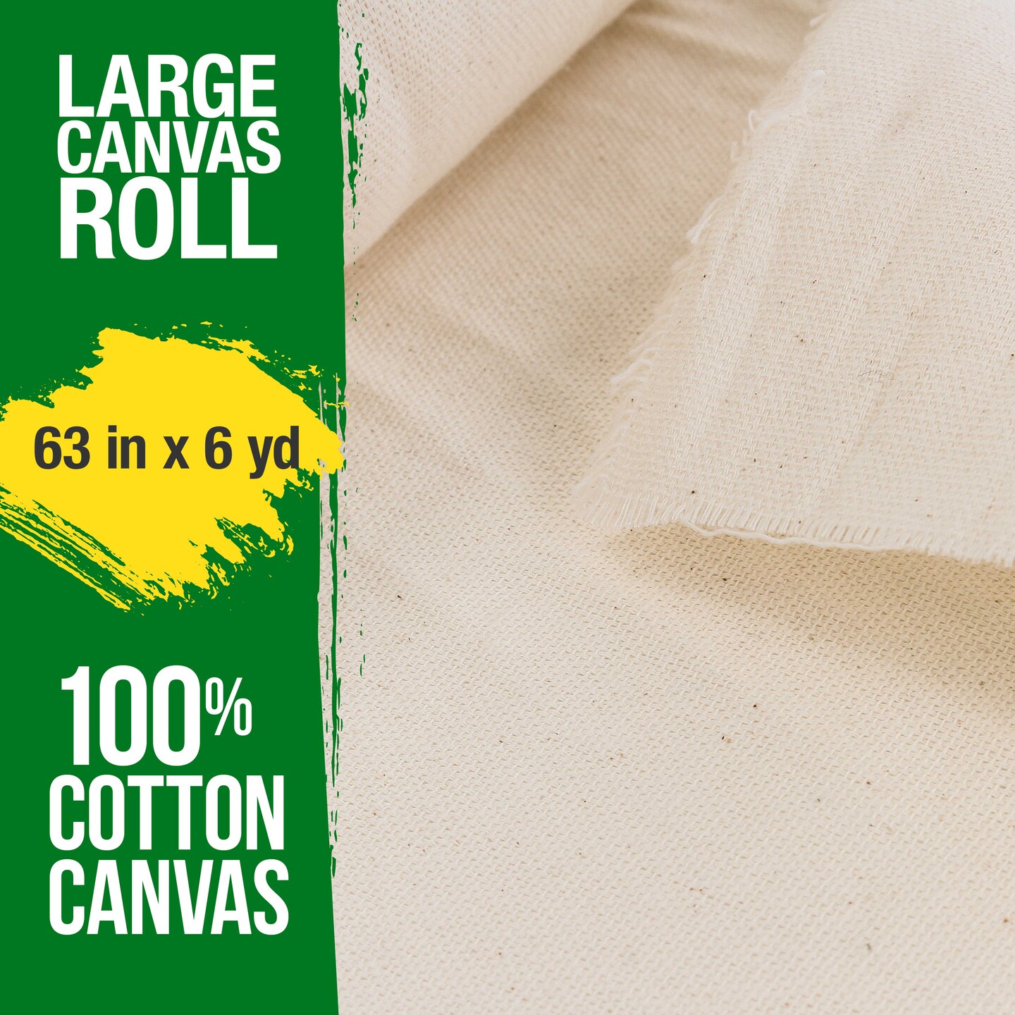 63&#x22; Wide x 6 Yard Long Canvas Roll - 100% Cotton 7 Ounce Un-Primed Artist Painting