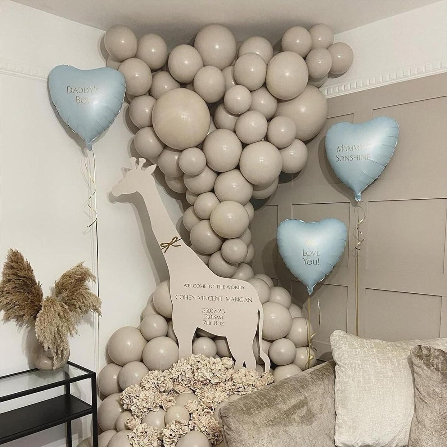 Baby Blue Heart Balloons,10Pcs Cream White Blue Foil Heart Shaped Balloons,18Inch Sand White Pastel Blue Helium Mylar Balloon for Valentines,Engagement,Brithday,Baby Shower,Wedding Party Decorations