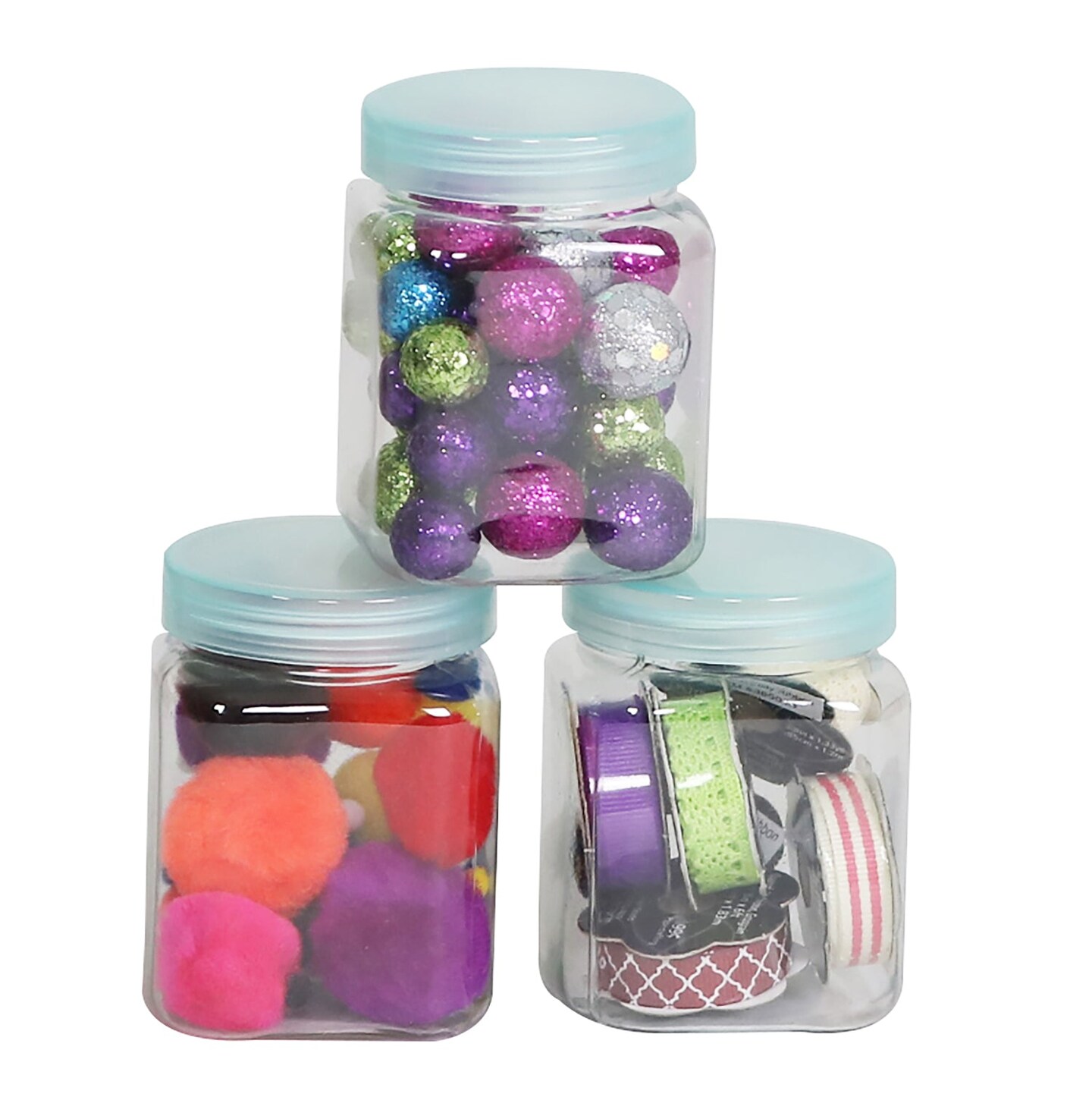 Everything Mary - Clear 6 oz Plastic Jars with Lids - 3 Pack - BPA Free, Reusable Containers