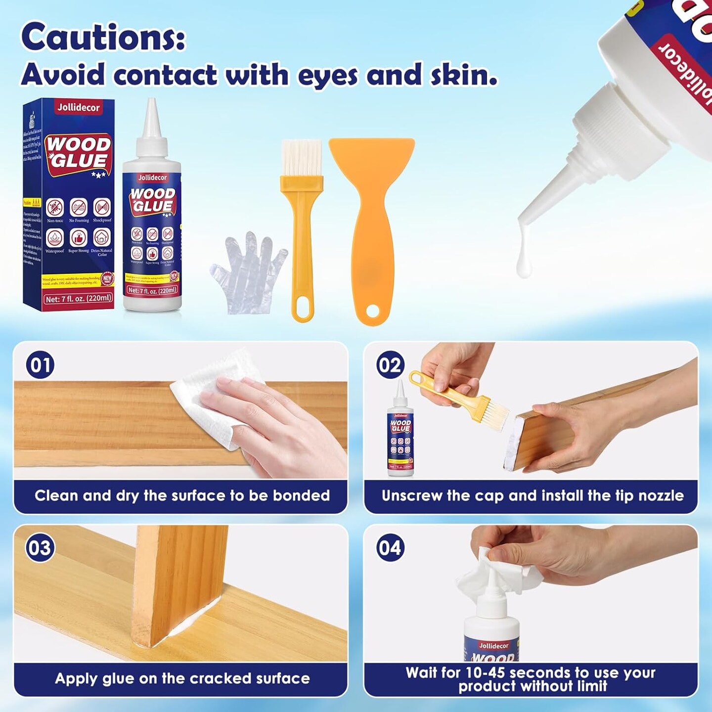 220ml Wood Glue for Furniture Heavy Duty, Waterproof Strong Adhesive Craft Glue Clear Fast Drying Balsa Super Glue for Woodworking