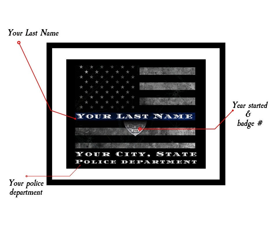 Graduation Academy Police Officer Gift Thin Blue Line Flag Art
