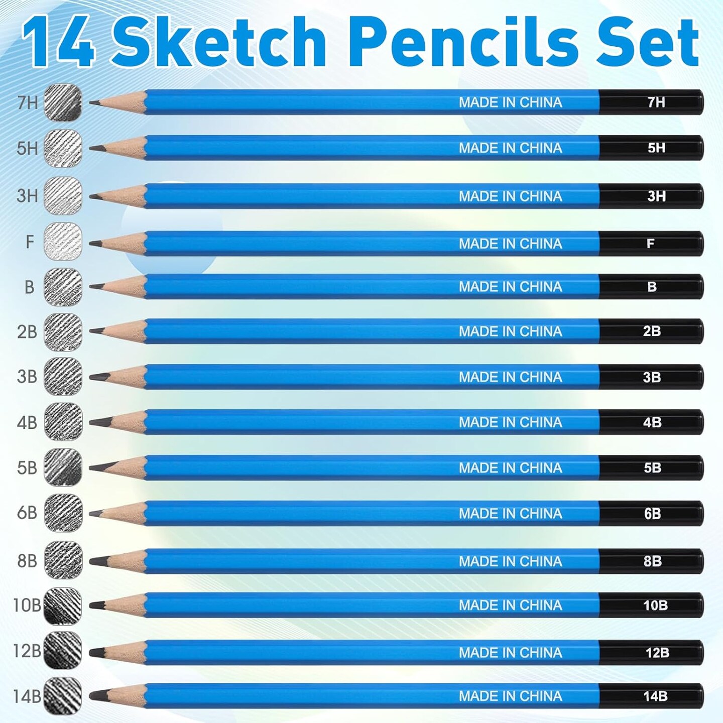 112 Pcs Graphite Sketch Pencil Set Professional Drawing Sketching Pencil Set (14B - 7H) Art Graphite Pencils Artist Pencils Drawing Pencils for Beginners & Pro Artists