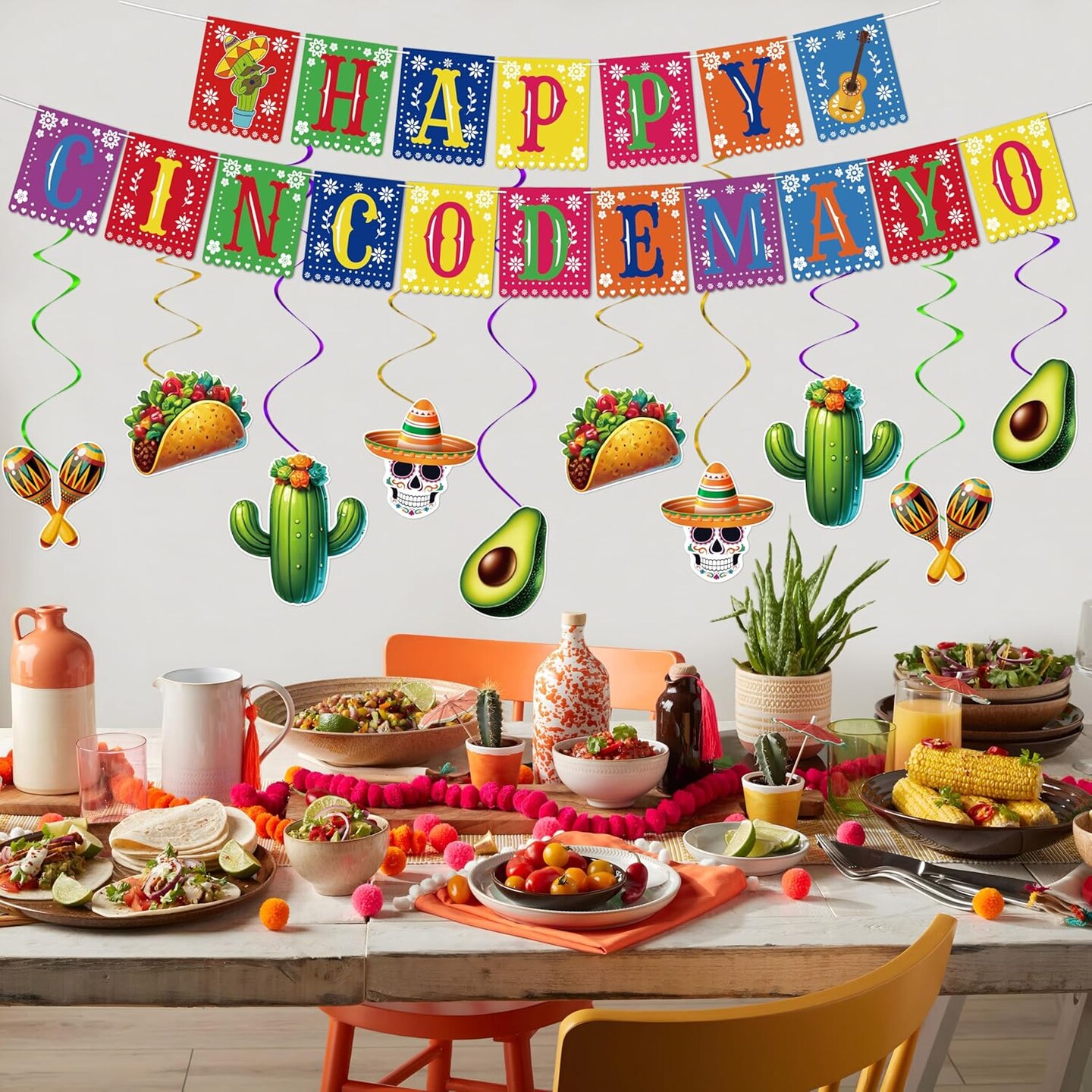 14Pcs Cinco De Mayo Decorations Banners Hanging Swirls Fiesta Mexican Birthday Party Decor Supplies Visit the Freesdai Store