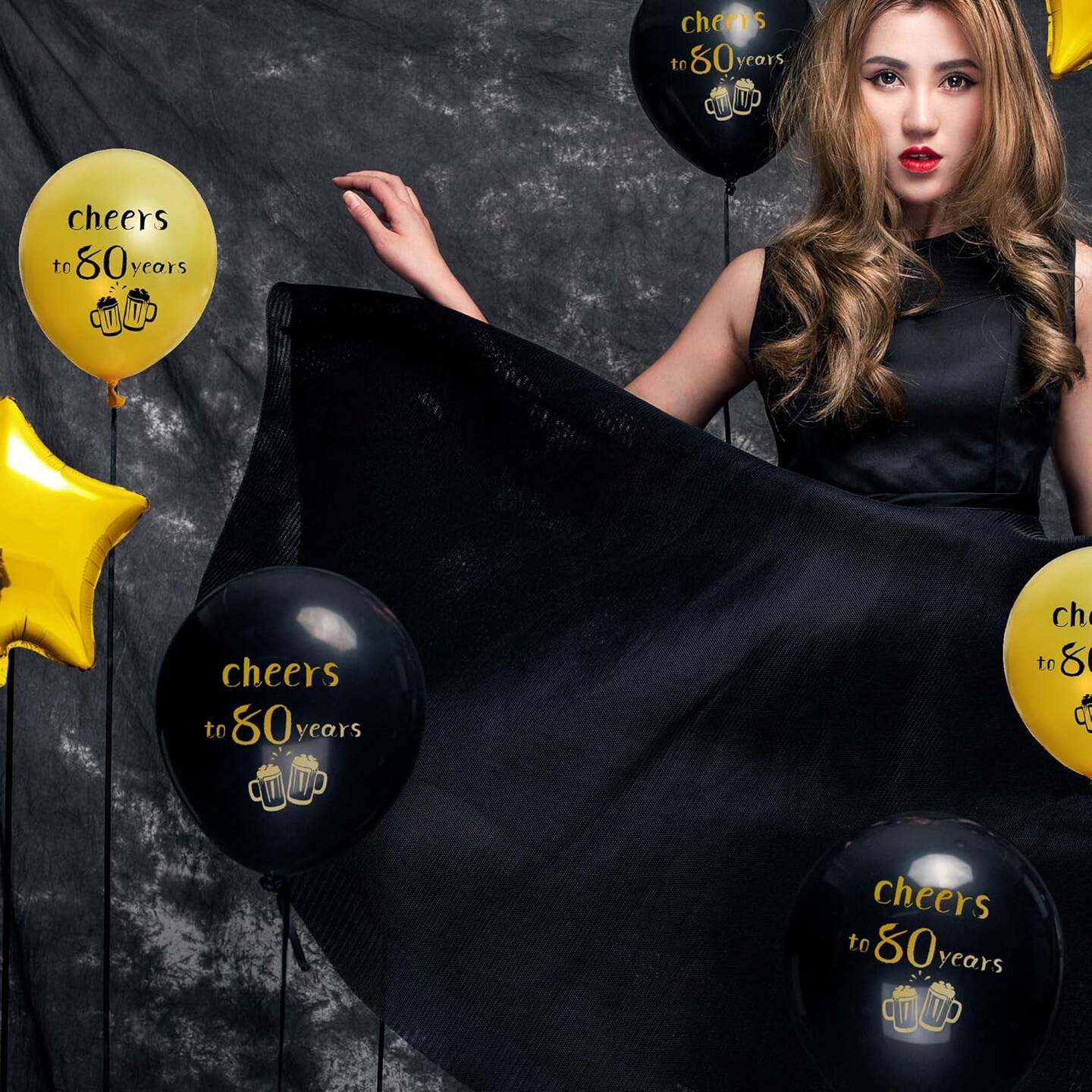 Cheers to 80 Years Balloons Black and Gold 80 Birthday Decorations for Women Men 80th Birthday Balloons Latex Gold Confetti Balloon 80 Anniversary Theme Happy Birthday Party Supplies 12 inch