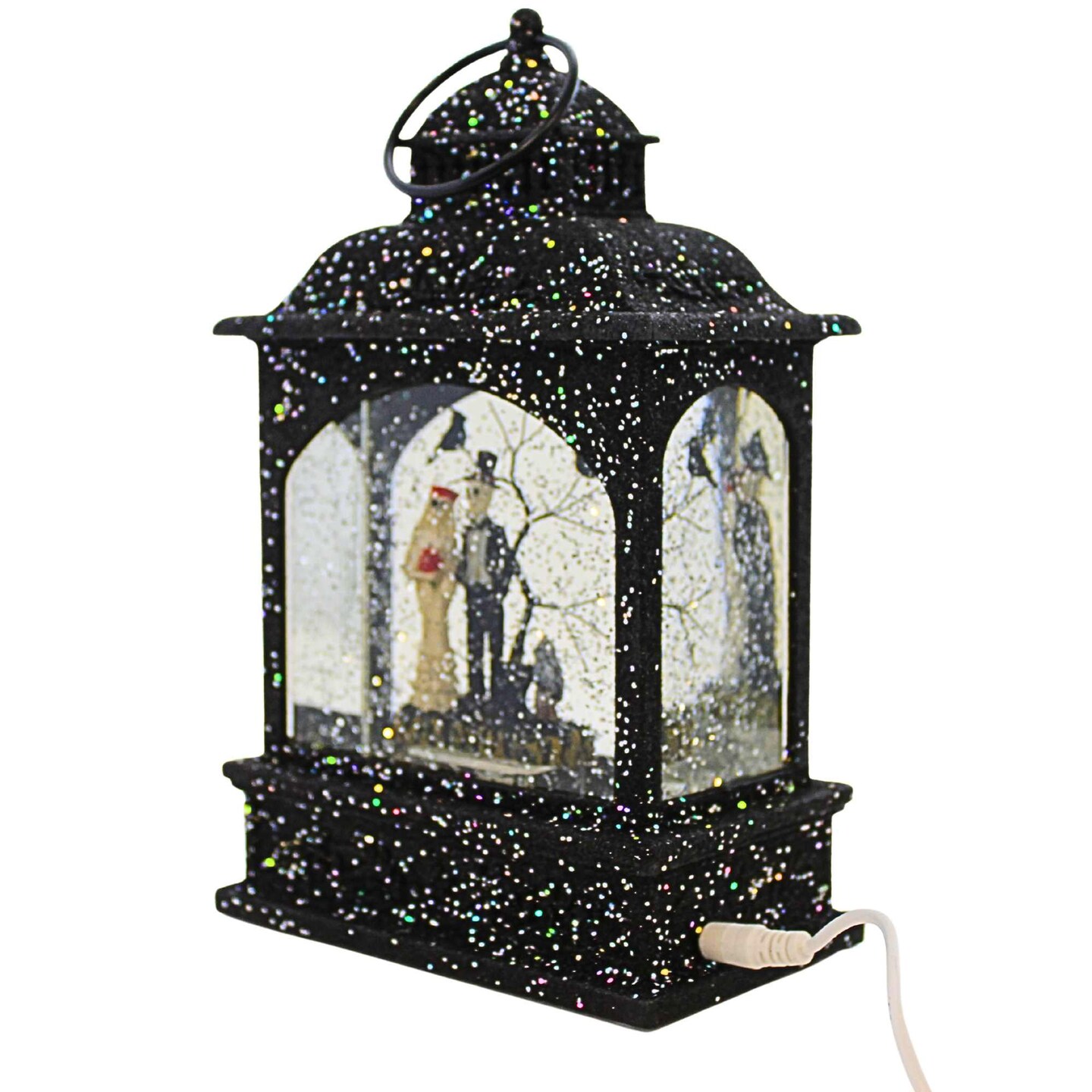 Ganz 8.5 Inch Spooky Couple Water Lantern Halloween Lighted Glass Accent , Lighted Halloween Decor Bribe Groom Lighted