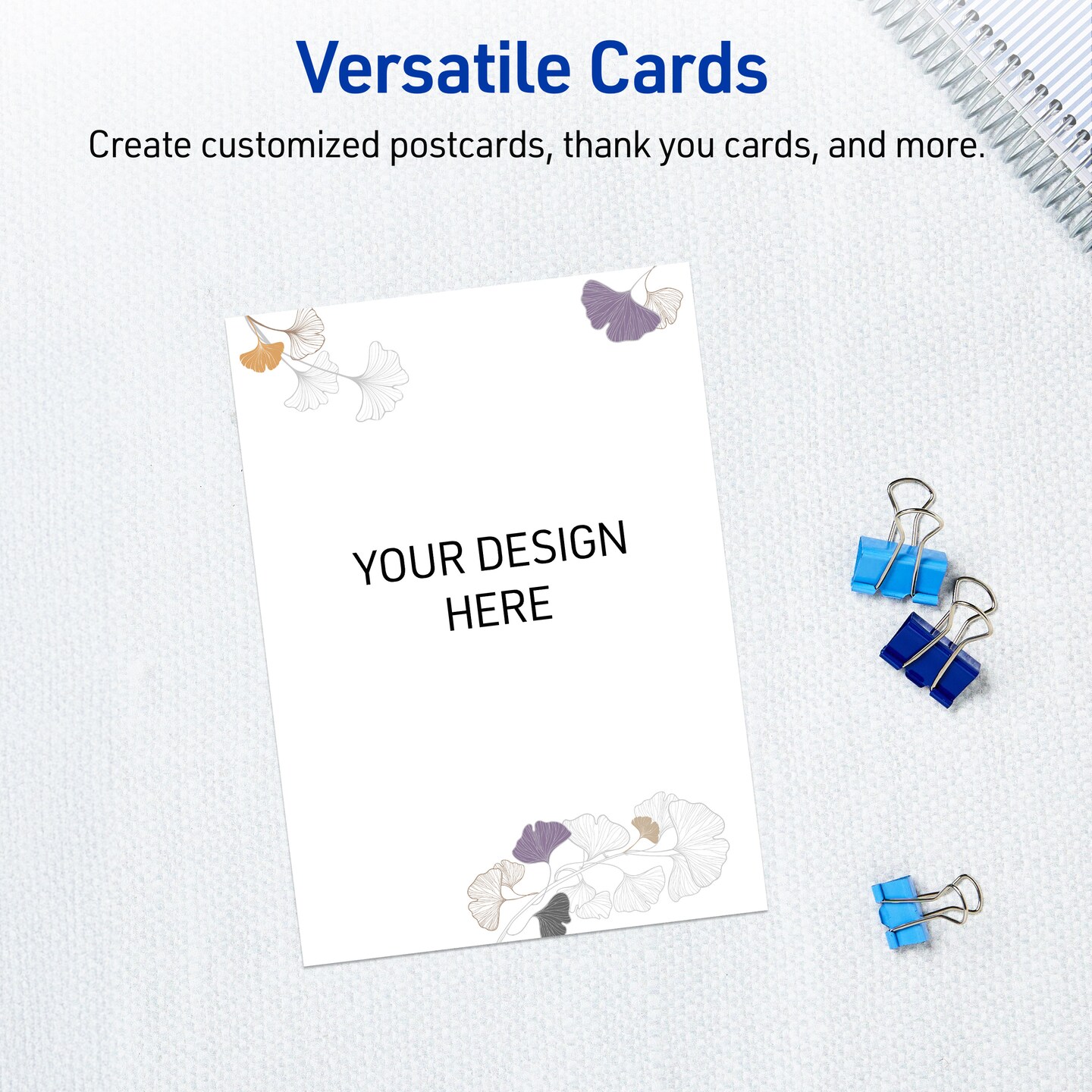 Avery Printable Rectangle Invitation Cards with Sure Feed Technology, Pre-Printed Silver Metallic with Gingko Leaves Design, Matte White, 5" x 7", Laser & Inkjet Compatible, 20 Total