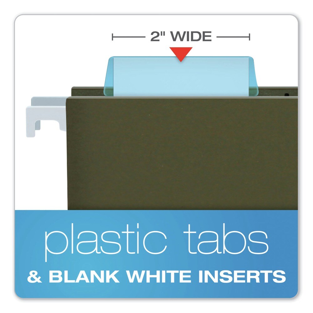 Pendaflex 2 in. Wide 1/5-Cut Transparent Colored Tabs for Hanging File Folders - Blue (25/Pack)