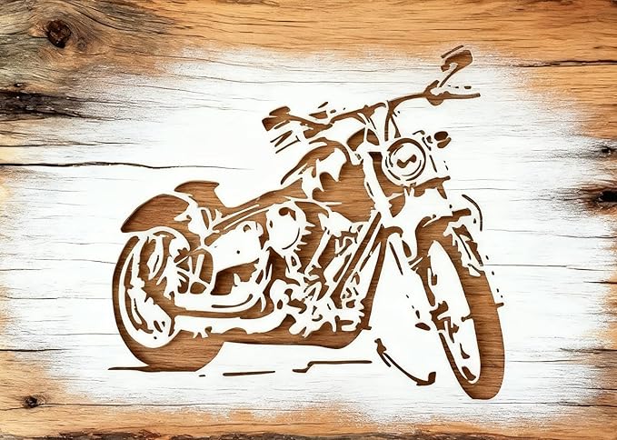 A4 Reusable Motorcycle Stencil for Painting - Vintage Motors Layering Template, DIY Wall Art, Wood Furniture, Scrapbook & Crafts (8.3x11.7inch)